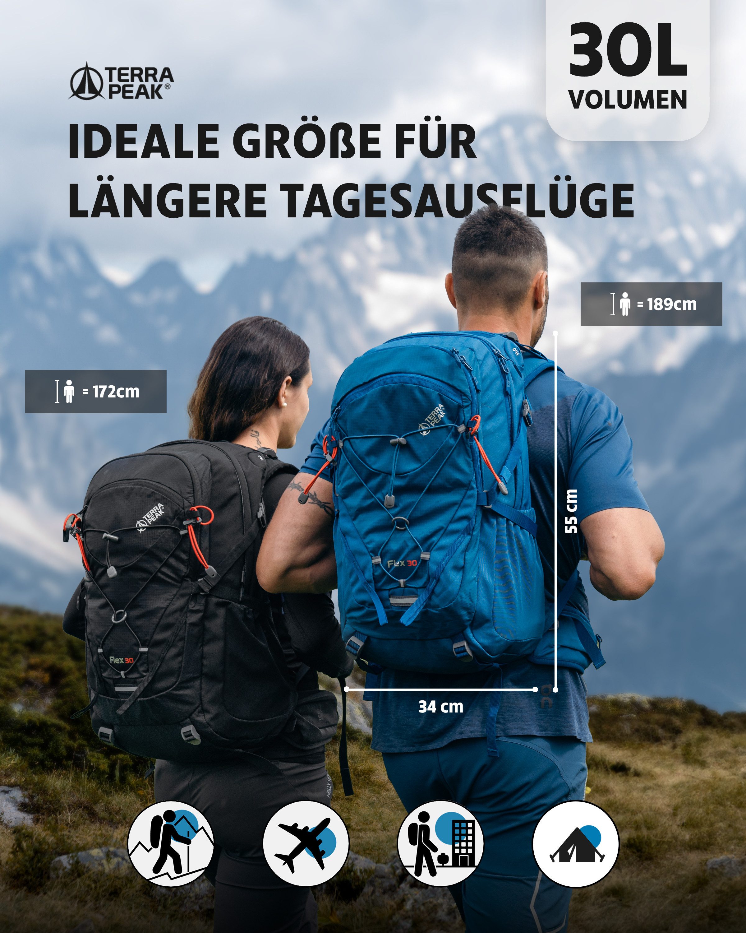 Terra Peak Wanderrucksack Flex 30, 30L mit YKK Reißverschluss Trekkingrucks günstig online kaufen