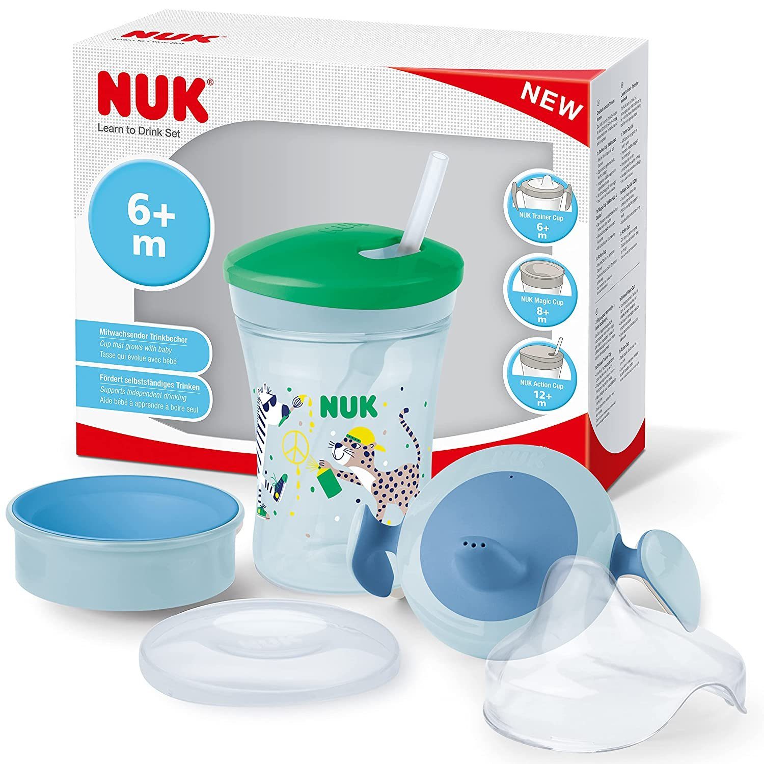 Babyflasche NUK 3-in-1 Trinklernset mit Trainer Cup, Magic Cup &Action Cup, 230 ml