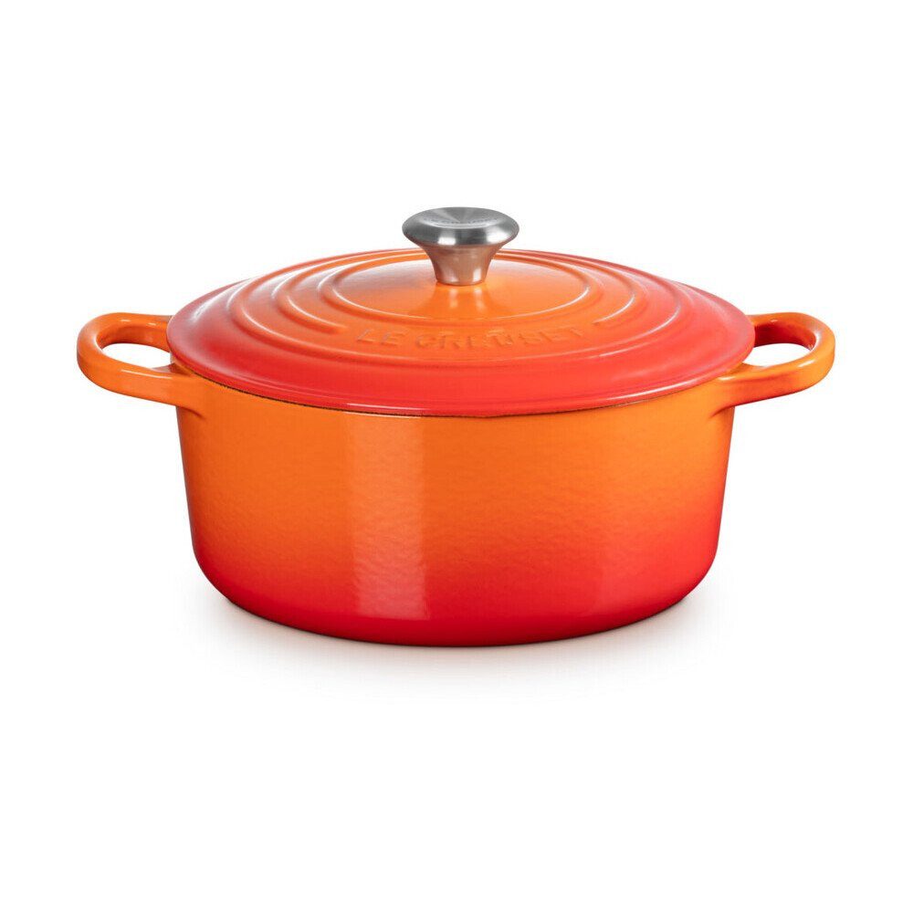 LE CREUSET Bräter Bräter mit Deckel 22 cm Signature Ofenrot, Emailliertes Gusseisen, Schmortopf, Cocotte, Bratentopf, ca. 3-4 Personen, Ø22cm, Gusseisen