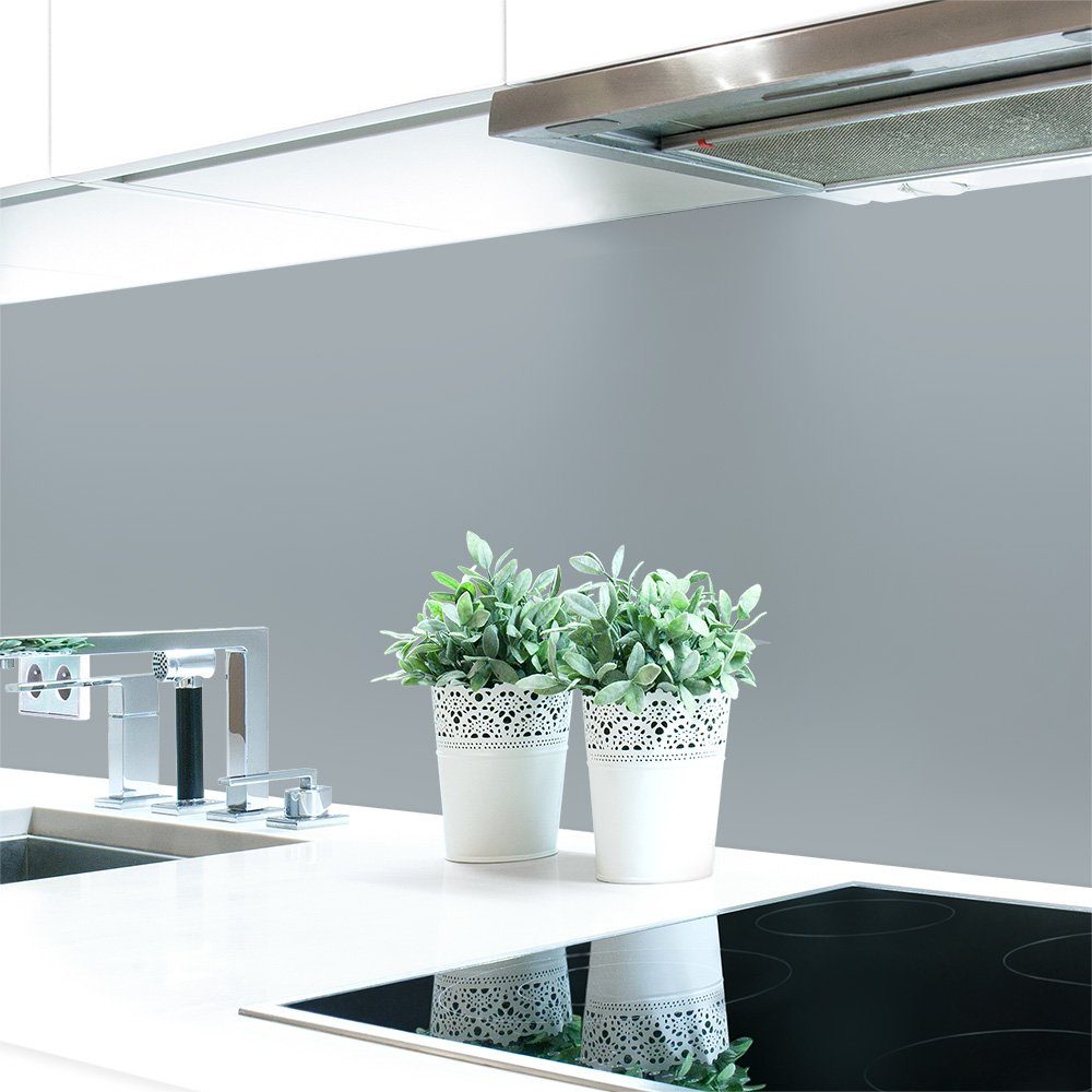 DRUCK-EXPERT Küchenrückwand Küchenrückwand Grautöne Unifarben Premium Hart-PVC 0,4 mm selbstklebend Silbergrau ~ RAL 7001