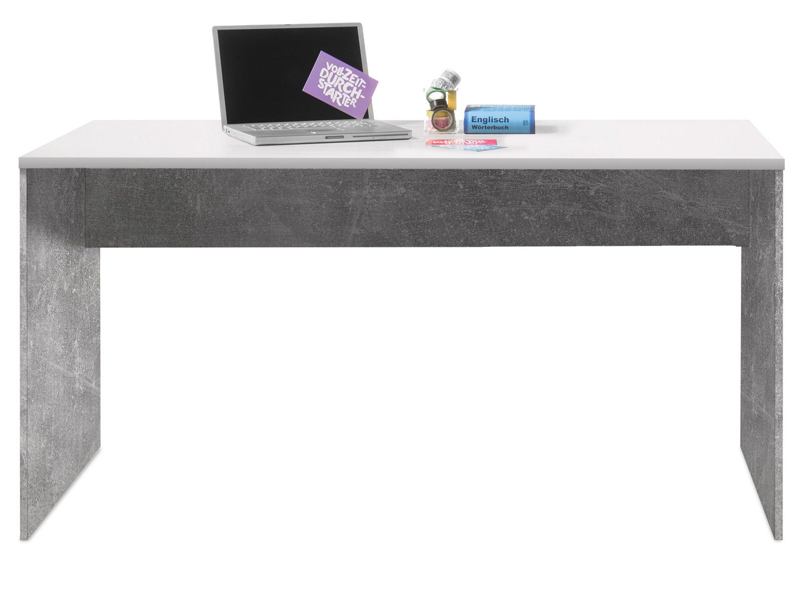 Beton Büro-Set 1 Nachbildung bestehend Spanplatte Weiß (4-St) Modernes Olli aus Regal, Rollcontainer. 1 und 1 Schreibtisch Schrank, aus Aktenschrank möbelando in / 1