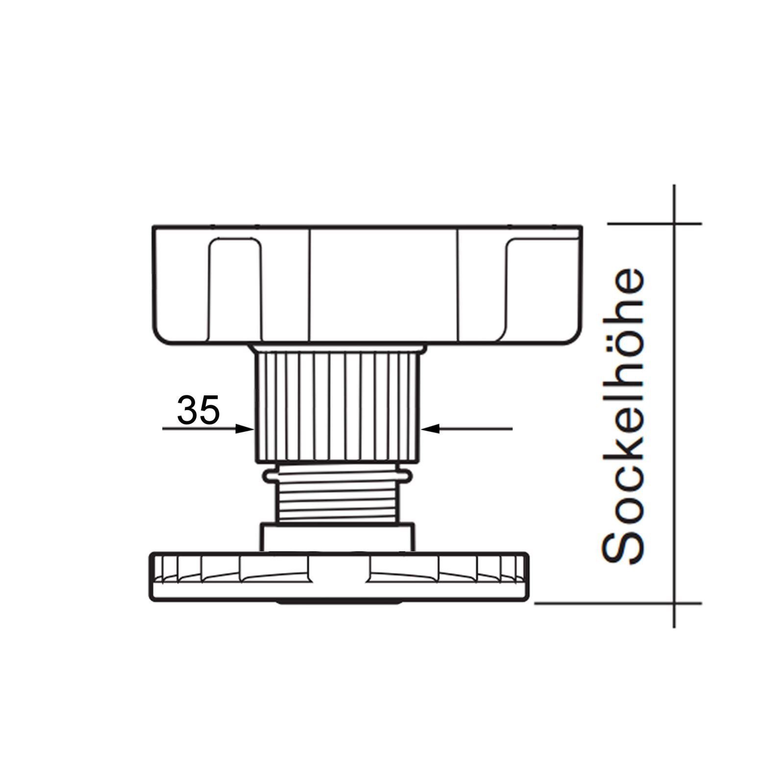 SO-TECH® Möbelfuß Schwarz inkl. Sockelbefestigungsclip 55 Höhe Sockelfuß verstellbar, (4-St), mm 1 Stellfuß