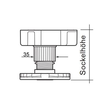 SO-TECH® Möbelfuß Sockelfuß Höhe 55 mm Stellfuß verstellbar, (4-St), inkl. 1 Sockelbefestigungsclip