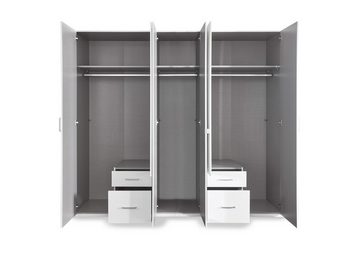 freiraum Drehtürenschrank Freiburg in WEISS + GRAPHIT - 225x208x58cm (BxHxT)