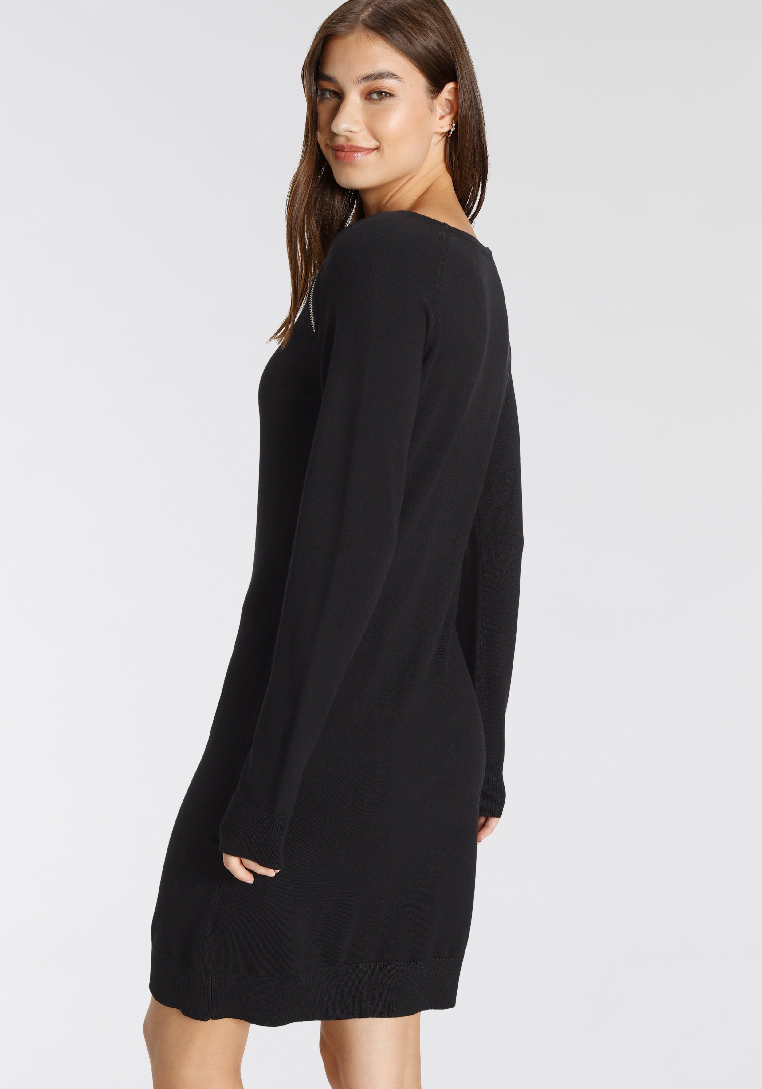 Tamaris Strickkleid aus Viskosemischung mit trendy Zippern