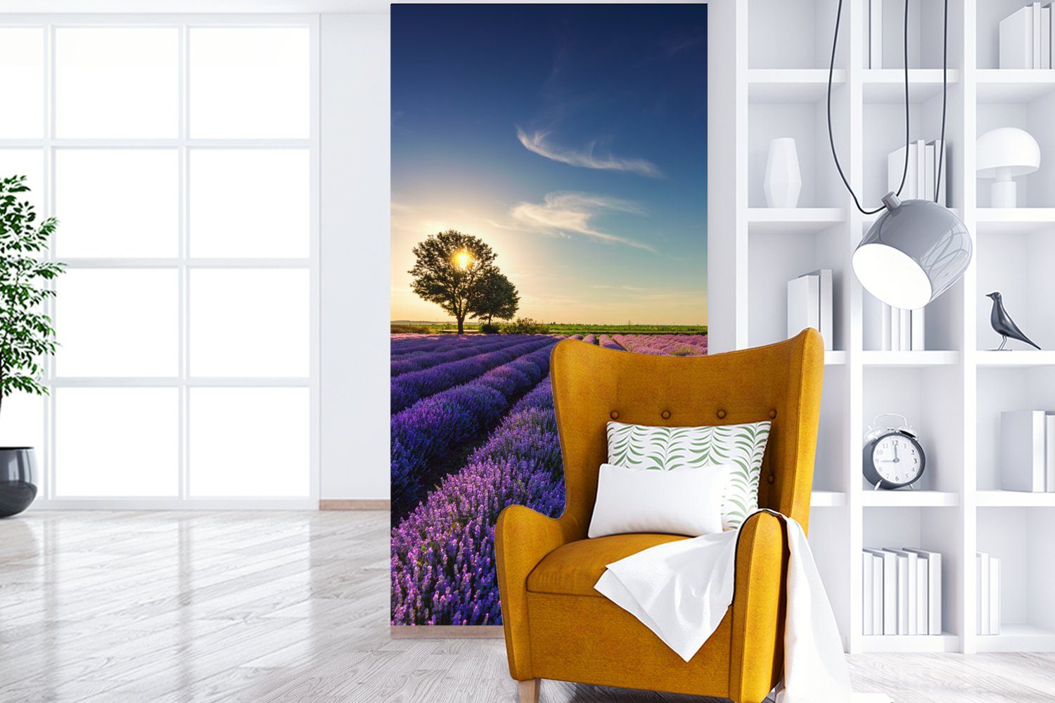 - Matt, Küche, Vliestapete Fototapete Lavendel für MuchoWow (2 Fototapete Wohnzimmer Sonne Schlafzimmer Baum - Blumen - bedruckt, - Lila, St),