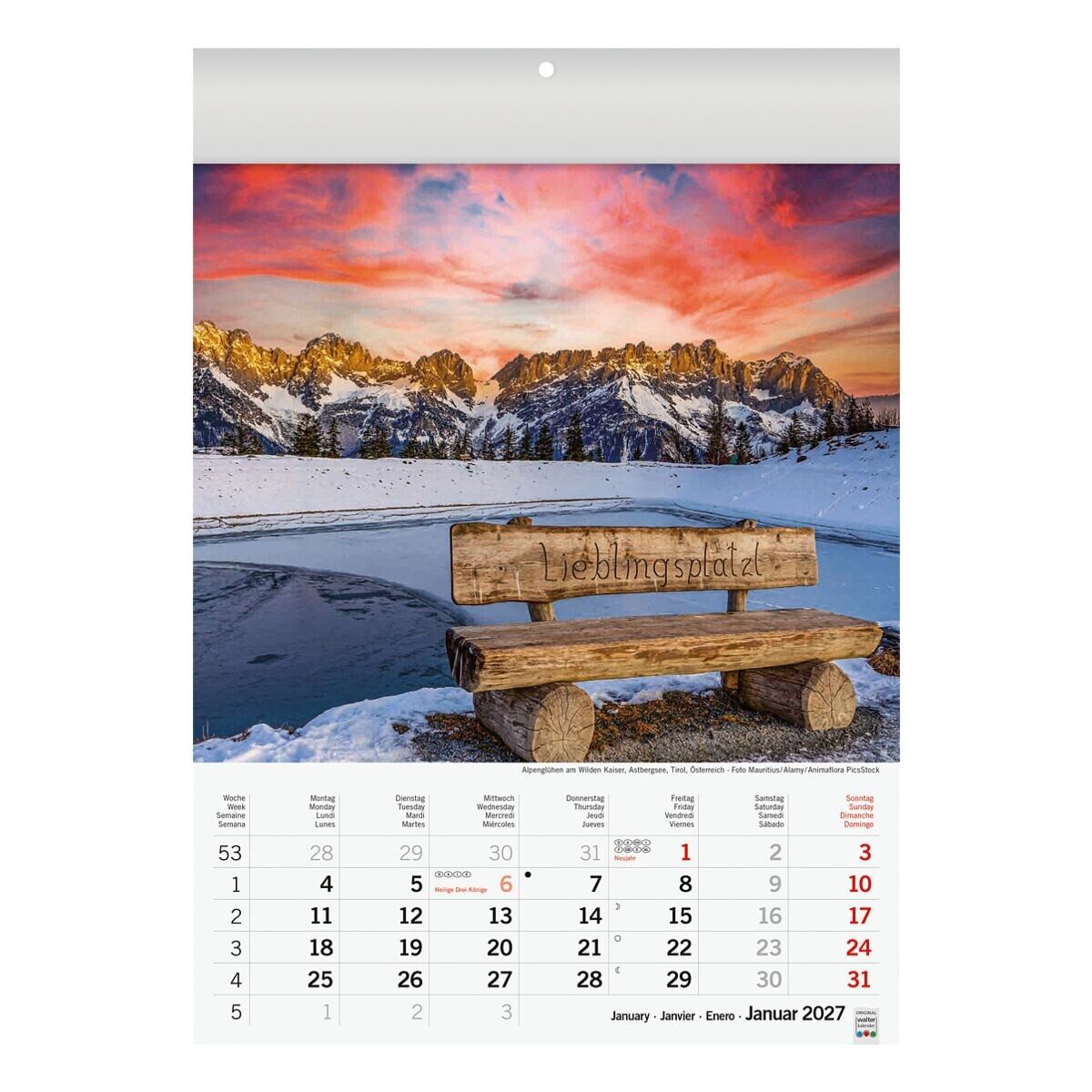 BRUNNEN Kunstkalender Sonnentage Alpen, 1 Monat = 1 Seite – Bild 2 von 5