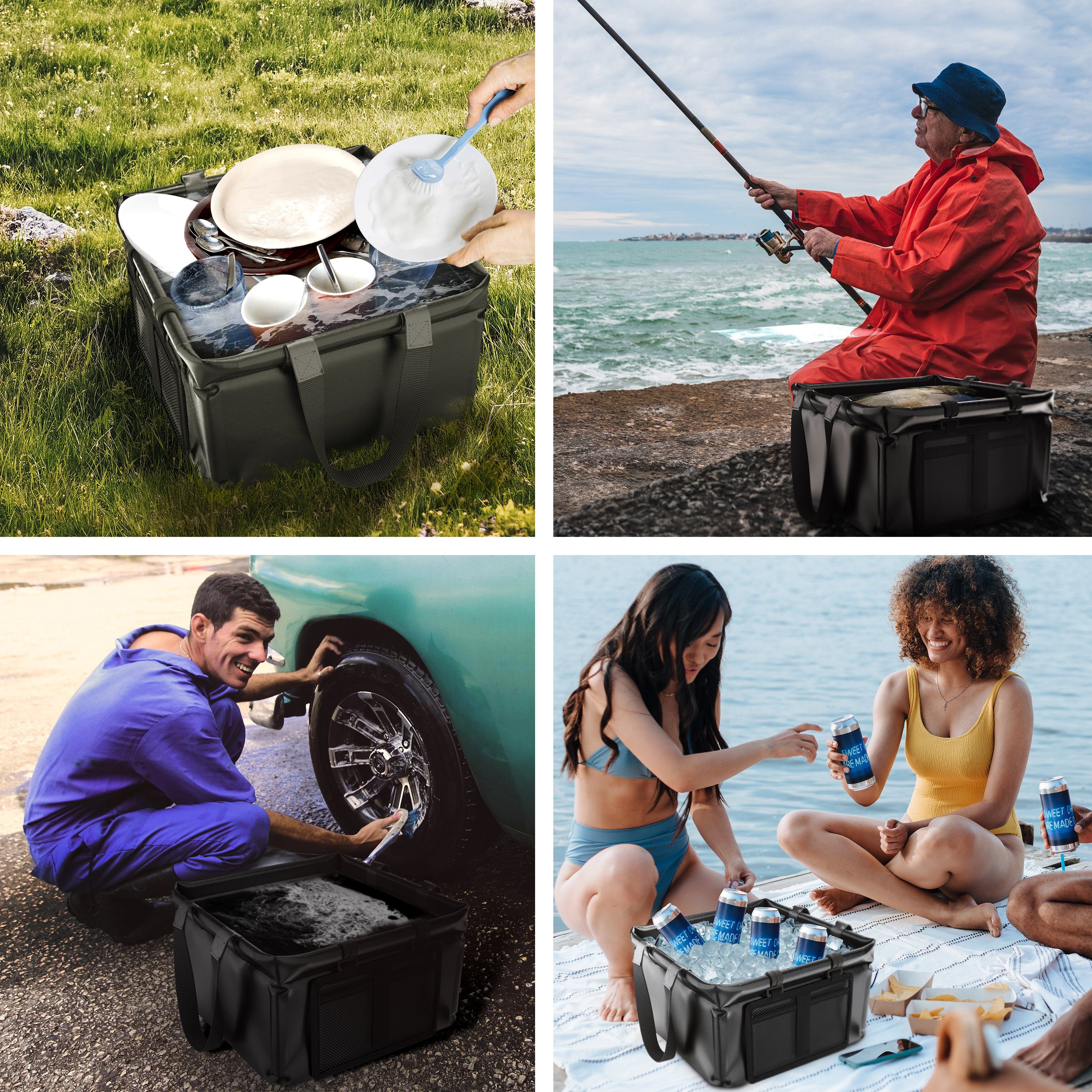 Reisen, EVOCAMP Camping, 15L, wasserdicht Getränkekühler) (faltbare Camping Spülschüssel Spüle Faltschüssel Schüssel faltbare geeignet Angeln, für -