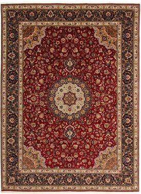 Orientteppich Perser - Täbriz - Royal - 411 x 304 cm - dunkelrot, morgenland, rechteckig, Höhe: 7 mm, Wohnzimmer, Handgeknüpft, Einzelstück mit Zertifikat