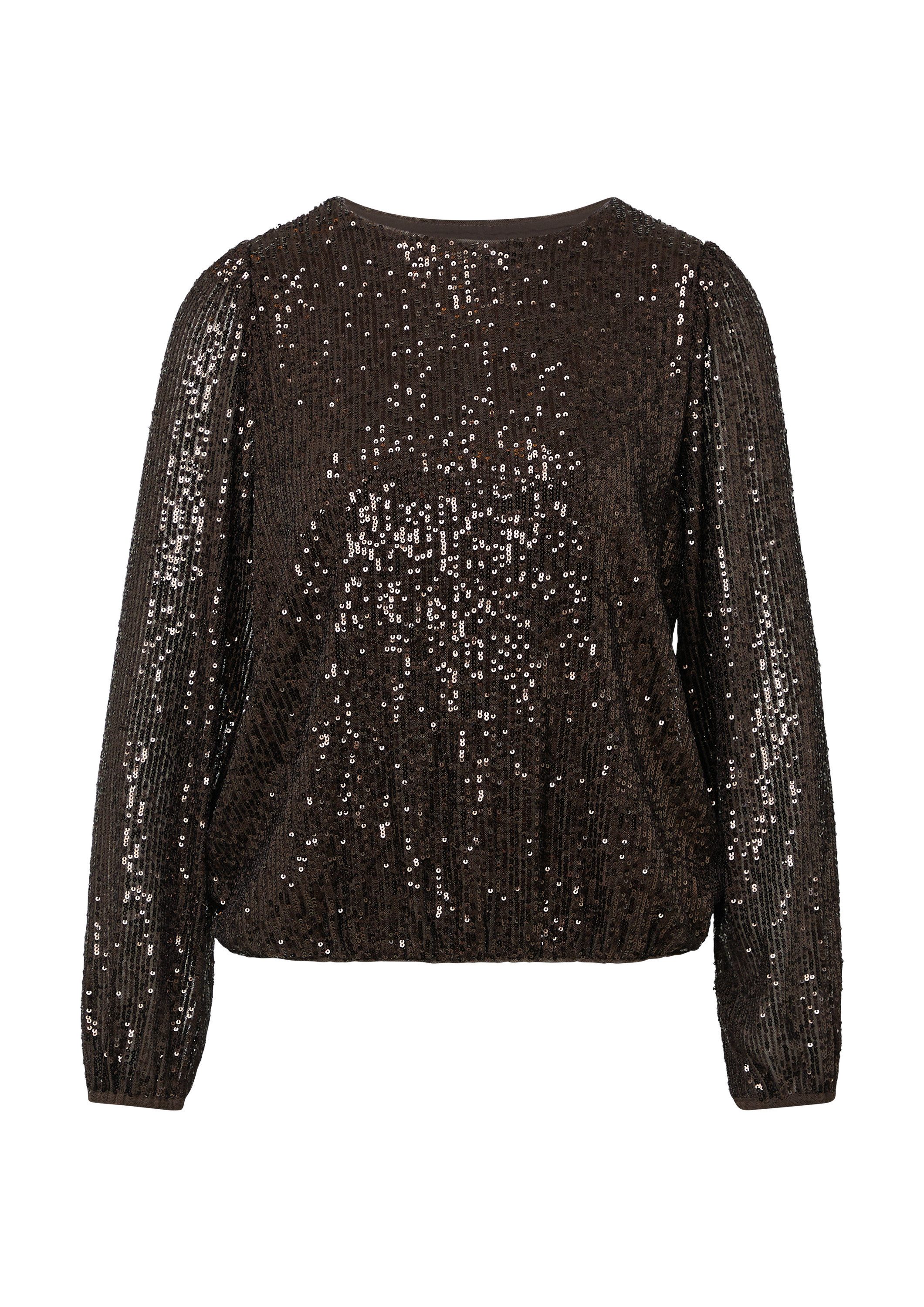 comma Langarmbluse Bluse Bluse mit Pailletten und Elastikbündchen günstig online kaufen