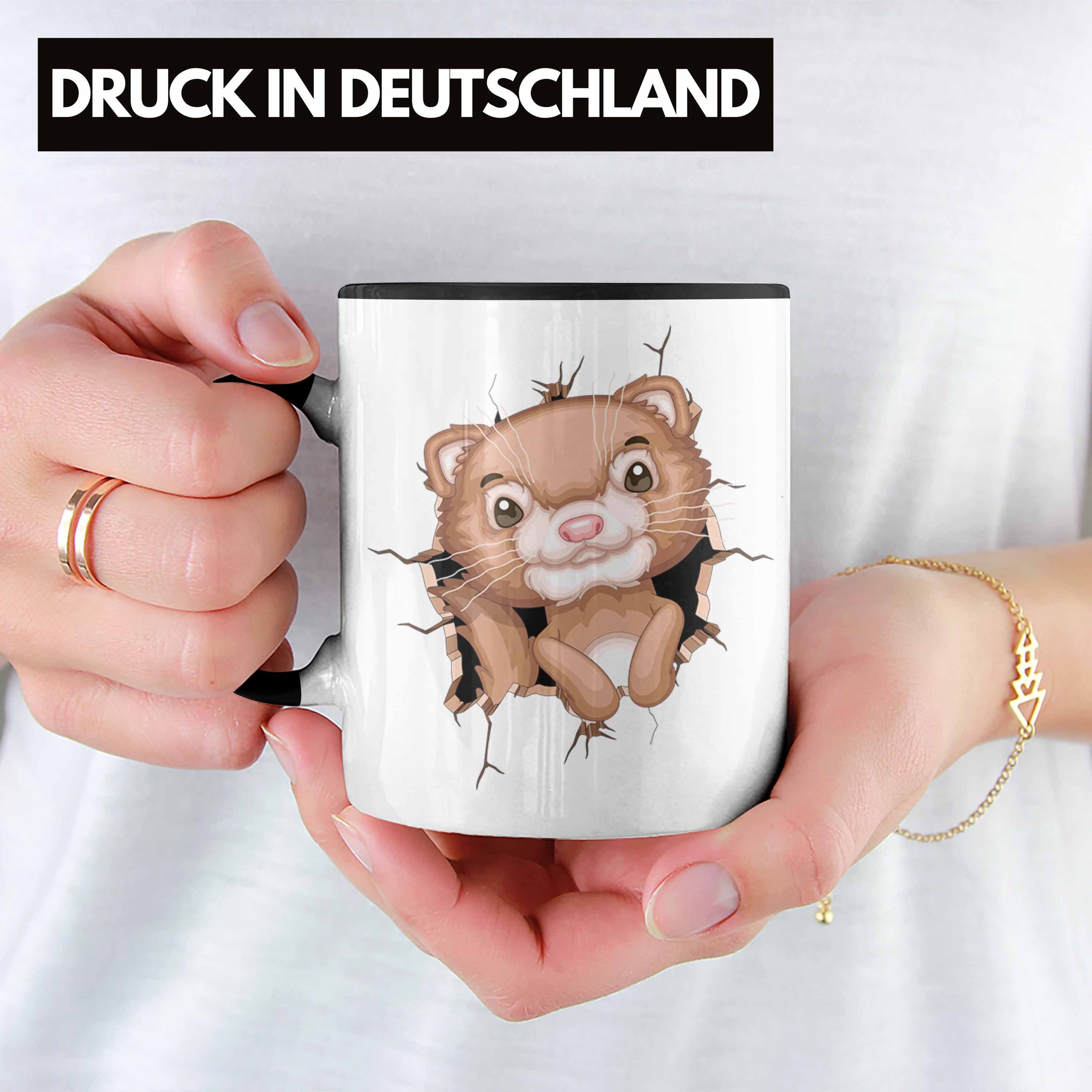 Geschenkdidee Otter Lustige Kaffee-Becher Tasse Otter-Liebha 3D Tasse Trendation Schwarz Grafik