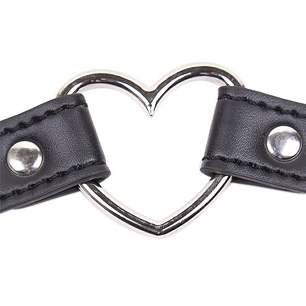 Sandritas Erotik-Halsband Halsband mit Herz SM Kette Sklave Metall BDSM Bondage Schwarz