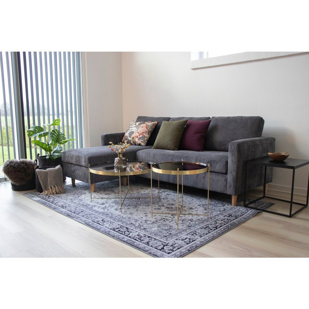 tinkaro Couchtisch Venezia Glas Stahl ø70x40cm Messing-Look (1-St), Runder Beistelltisch aus Stahl mit kompakter Ablage fürs Wohnzimmer