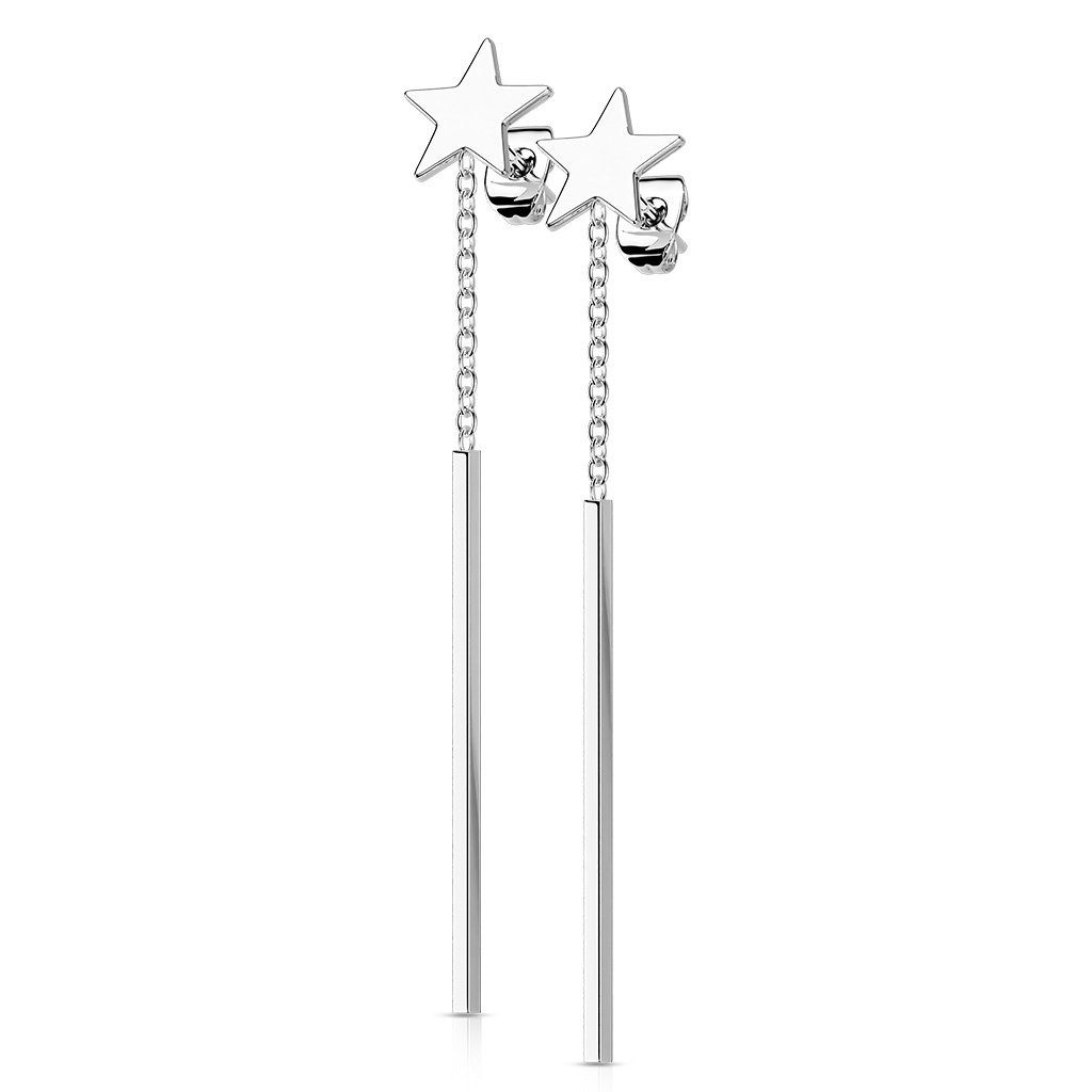 BUNGSA Ohrhänger-Set Ohrstecker Stern 4 2-tlg), - Paar in Silber (1 Farben Damen Ohrringe Ohrschmuck mit Edelstahl aus Stab-Anhänger Stück), (2