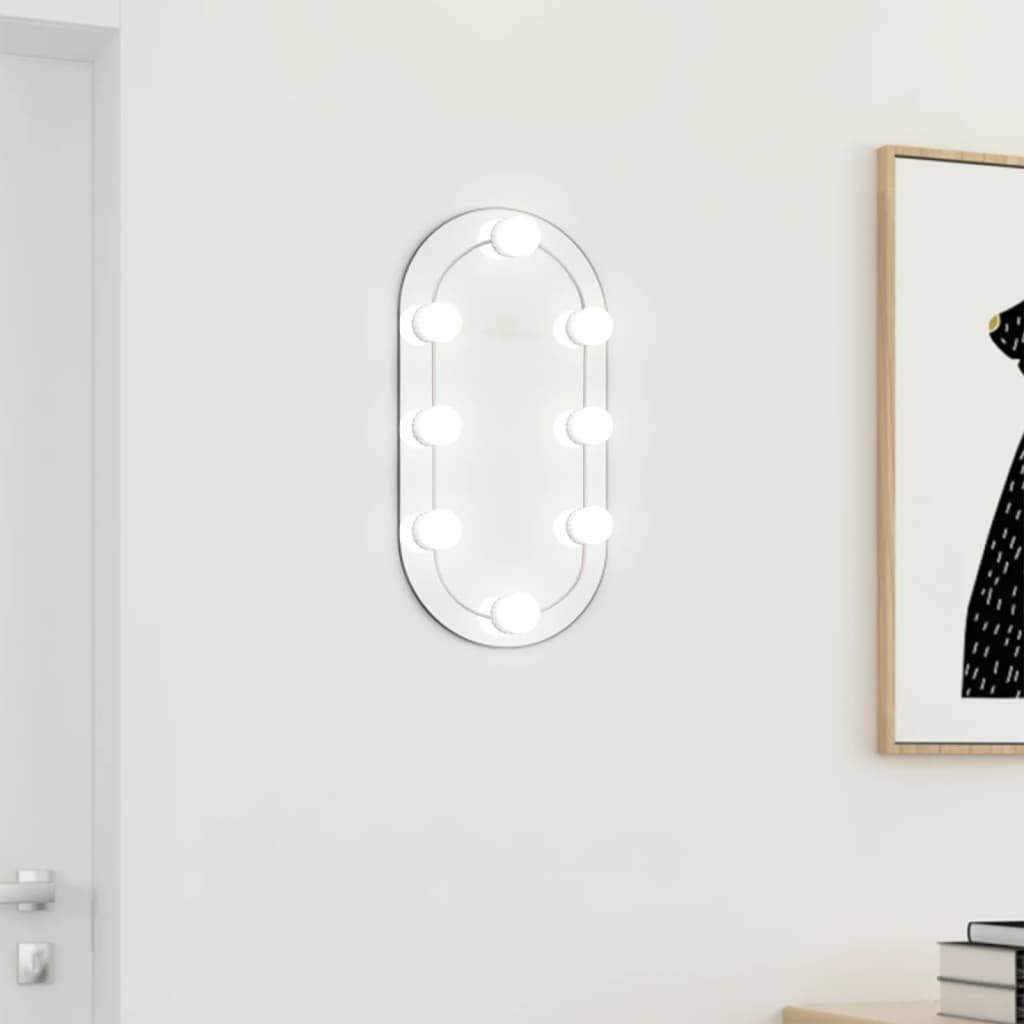 furnicato Wandspiegel Spiegel mit LED-Leuchten 40x20 cm Glas Oval