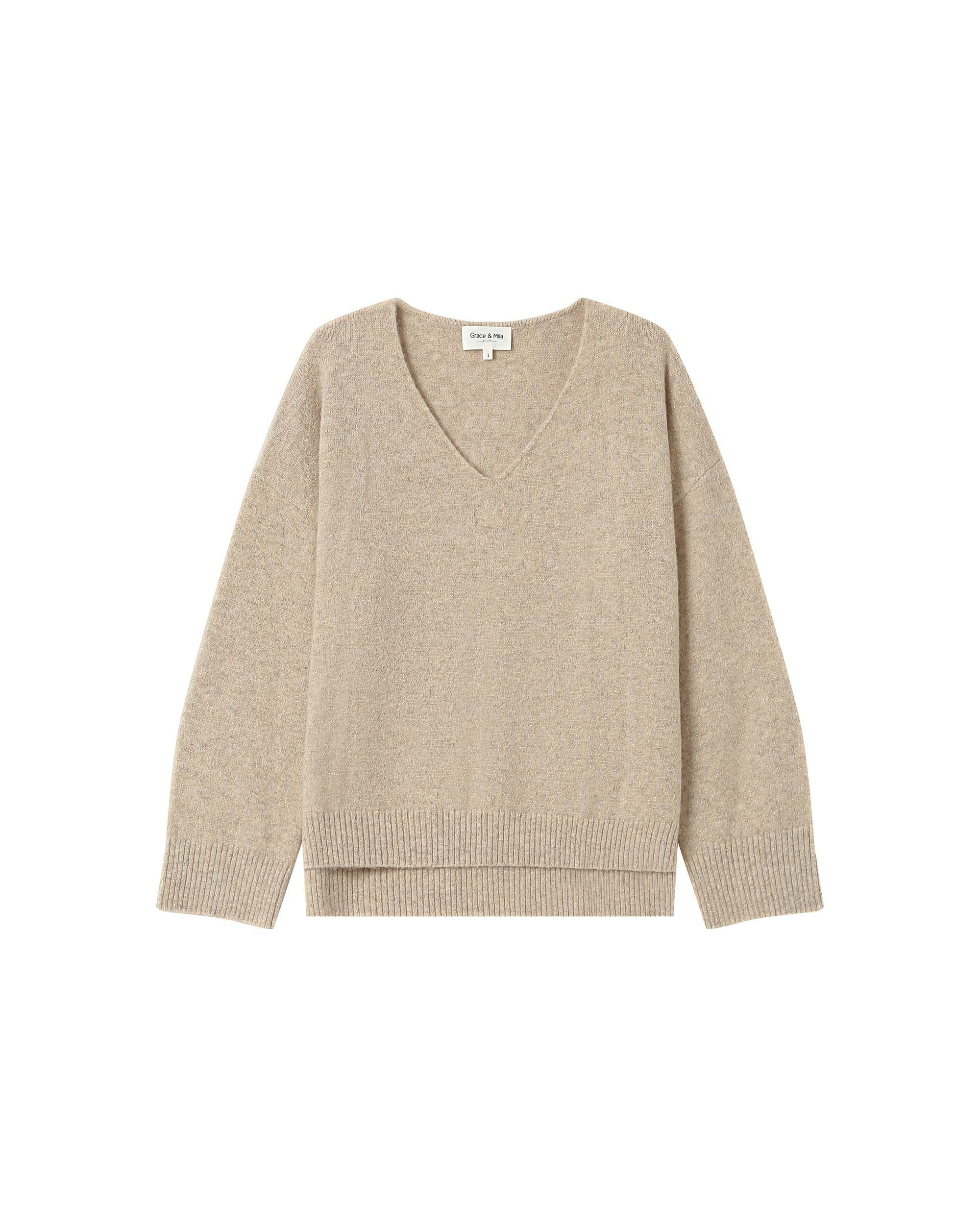 Strickpullover Lurex Sweater SALVADOR - Pullover mit V-Ausschnitt