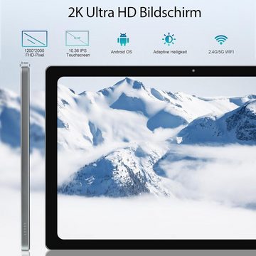 Veidoo 2K Vollbildauflösung Tablet (10,4", 128 GB, Android 12, 2,4G+5G, Octa-Core Prozessor, 2000x1200 2K Full View Display, mit Ledertasche)