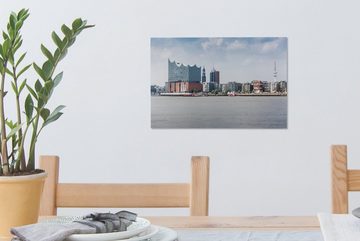 OneMillionCanvasses® Leinwandbild Hamburger Hafen mit der Elbphilharmonie, (1 St), Wandbild Leinwandbilder, Aufhängefertig, Wanddeko, 30x20 cm