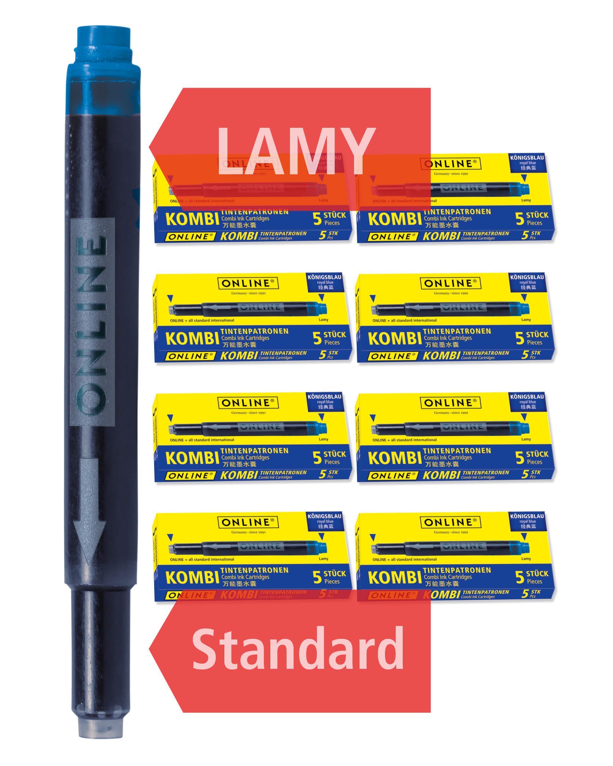 Online Pen Kombi-Tintenpatronen Tintenpatrone (Universal-Füllhalter Patronen auch passend für LAMY, Pelikan, etc., Füller Patronen Vorteilspack)