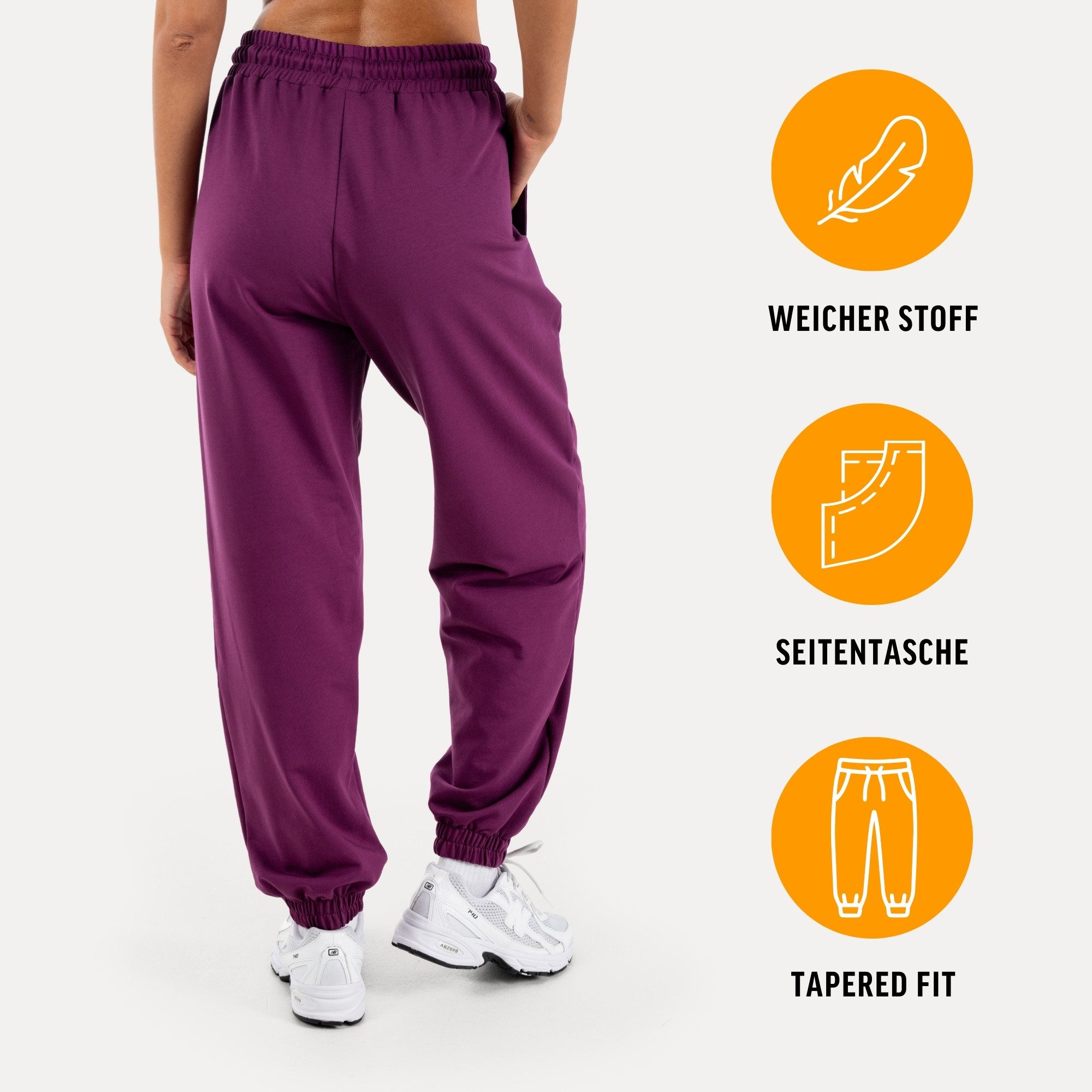 Smilodox Jogginghose Elura, Trainingshose Damen Tapered Fit, Sweatpants mit Tunnelzug Elastischer Bund, Kordelzug, Logo, Gym & Homewear