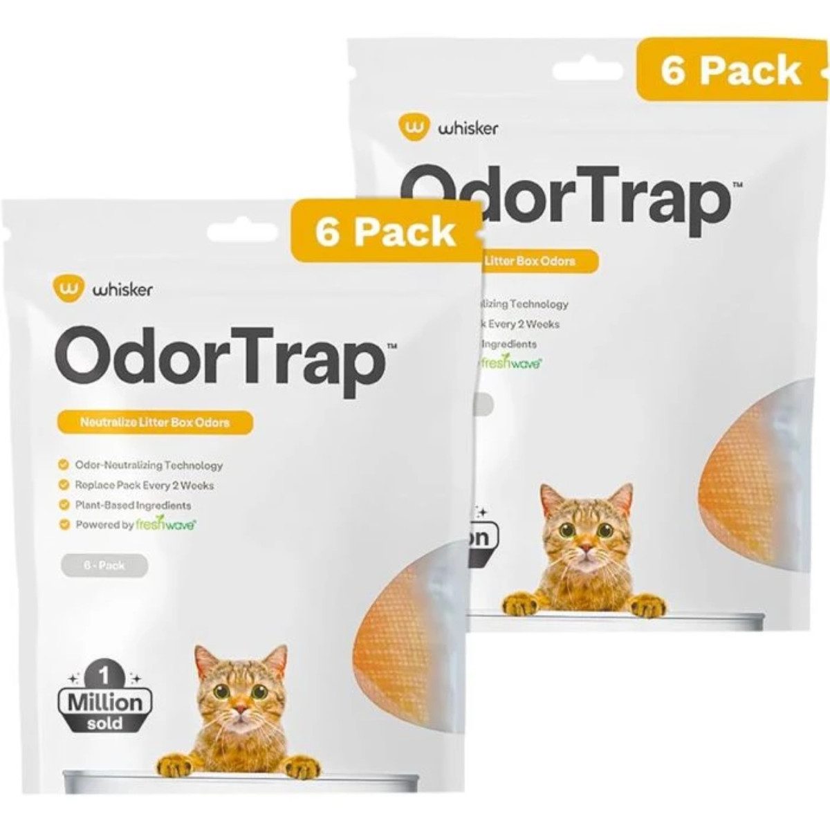 Whisker Katzentoilette OdorTrap, pflanzliche Geruchsneutralisierung, 6er-Pack