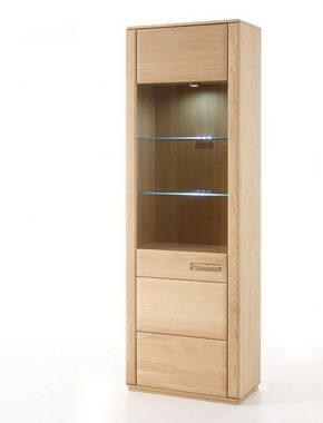 expendio Vitrine Senta 4 Eiche bianco teilmassiv 69x209x38 vormontiert mit Softclose-Funktion