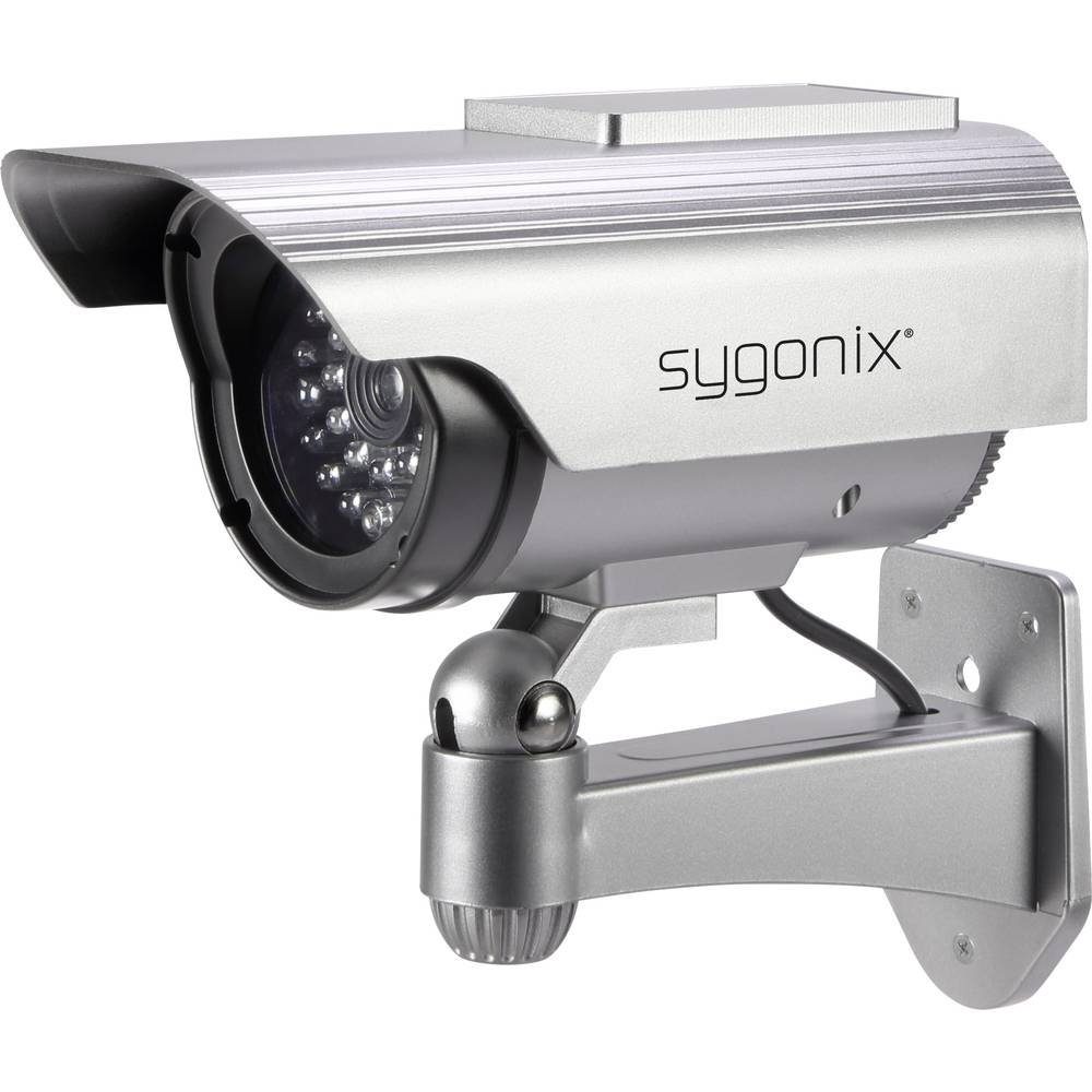 Sygonix Kamera-Attrappe mit Solarmodul Überwachungskamera Attrappe (mit Solarmodul, mit blinkender LED)