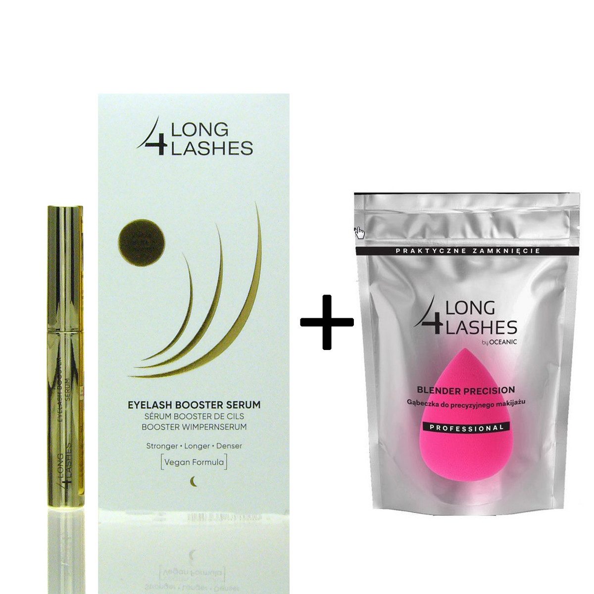 Oceanic Wimpernserum Oceanic Long4Lashes FX5 Eyelash Wimpernserum 3 ml + MakeUp Blender, fördert das Wimpernwachstum