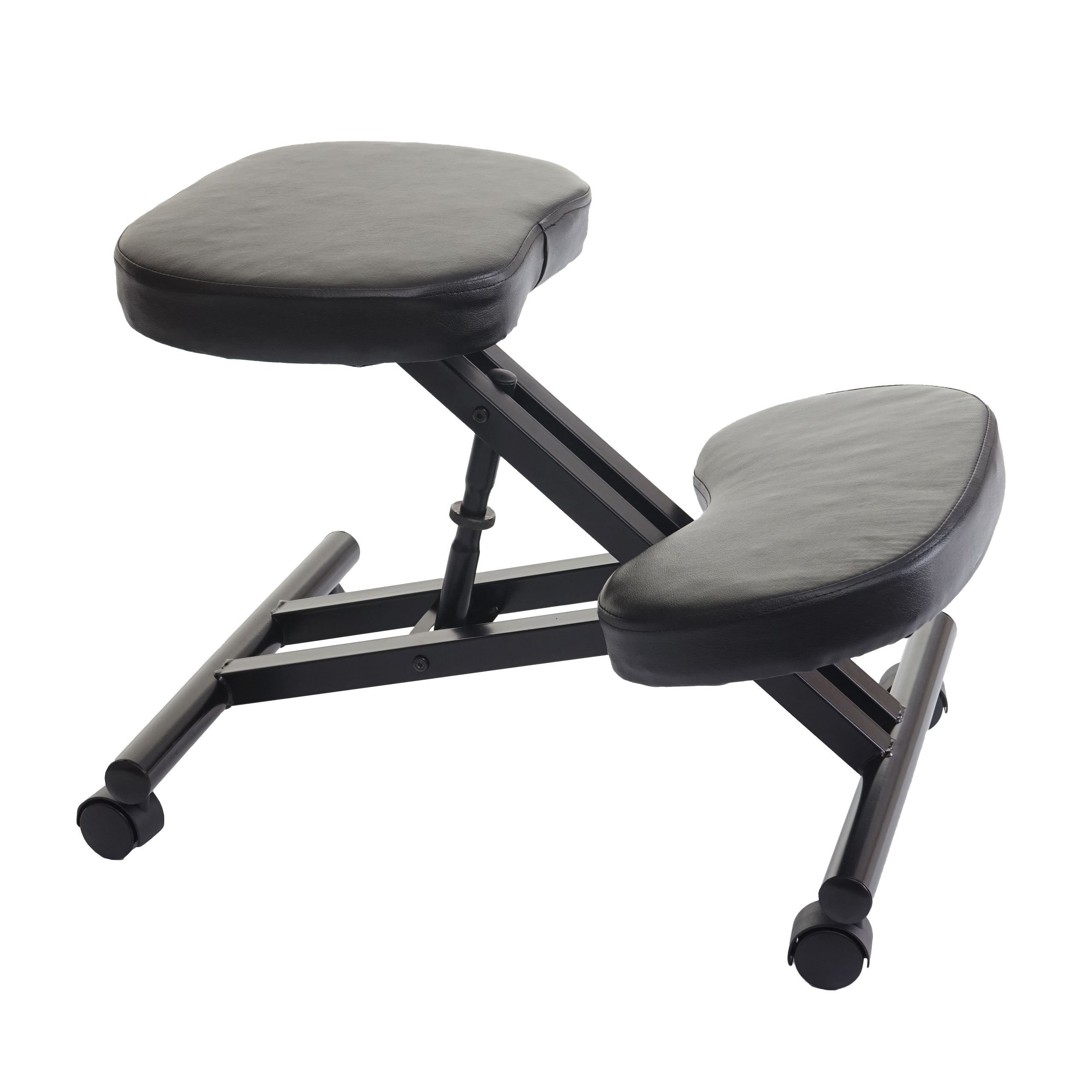 MCW Schreibtischstuhl MCW-E10, Höhenverstellbare Sitzfläche, Weich gepolsterte Knie- und Sitzfläche schwarz