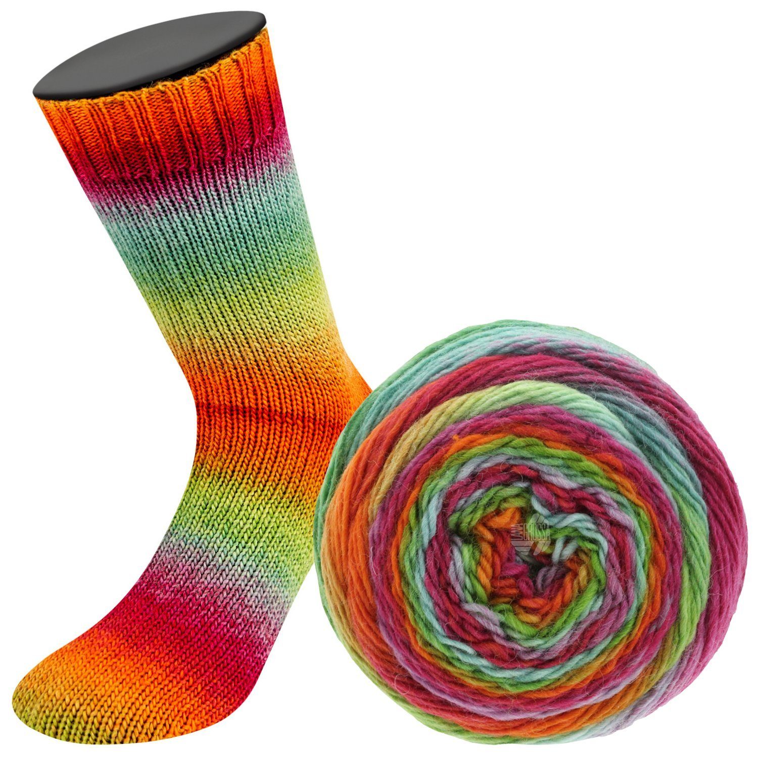 LANA GROSSA MEILENWEIT 100 g COLOR MIX Häkelwolle, 400 m (4-fach Sockenwolle - Farbenpracht), 100 g