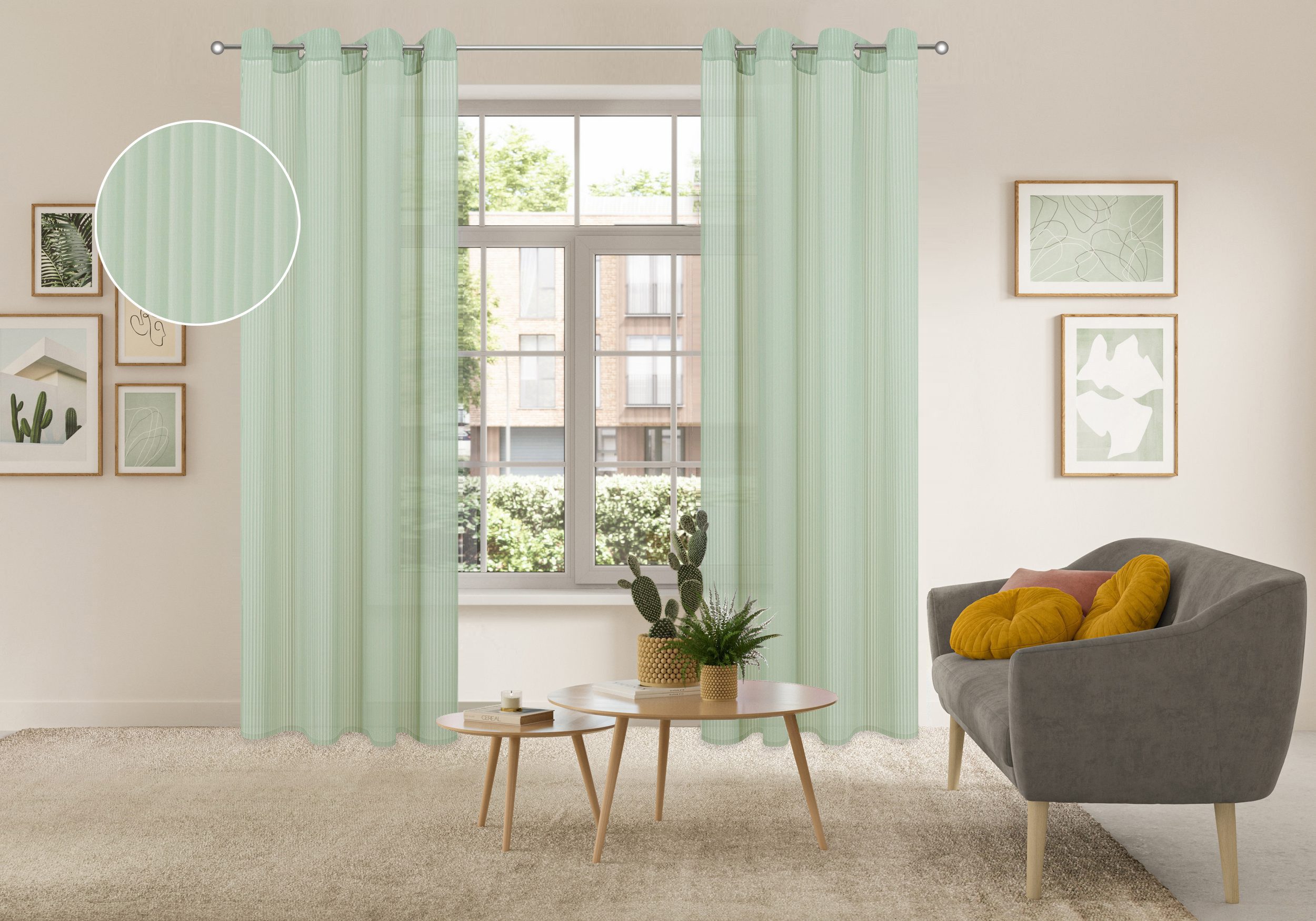 OTTO home Gardine Fritty (2 St), Ösen, transparent, Ausbrenner, Ösen, transparent, Pflegeleicht, elegante Längststreifen