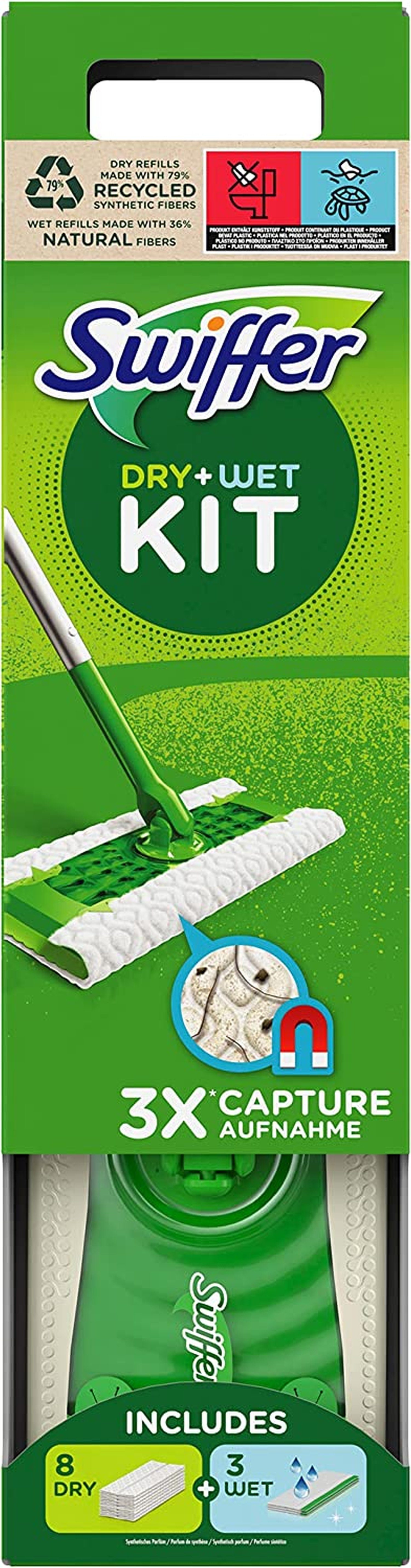  Smivyhp 8 Stück Tücher Wiederverwendbare für Swiffer Sweeper Mop,  Trockene Bodentücher Feuchte Bodentücher mit Hoher Wasser Schmutzaufnahme für  Swiffer Staubmagnet Nachfüllpack