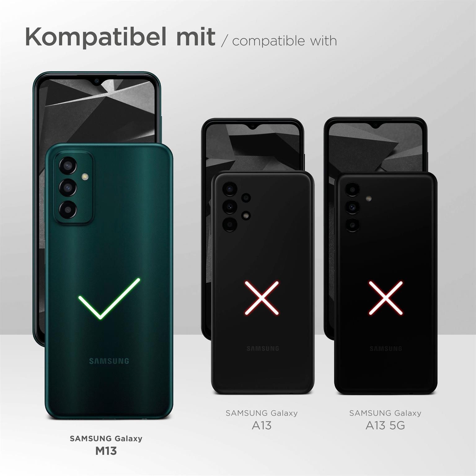 ONEFLOW Handyhülle für Samsung Galaxy M13 Premium Hülle Business Cover Schwarz 6,6 Zoll, 360 Grad Schutzhülle Flip Case Etui Klapphülle Dünn Leder Handy Tasche
