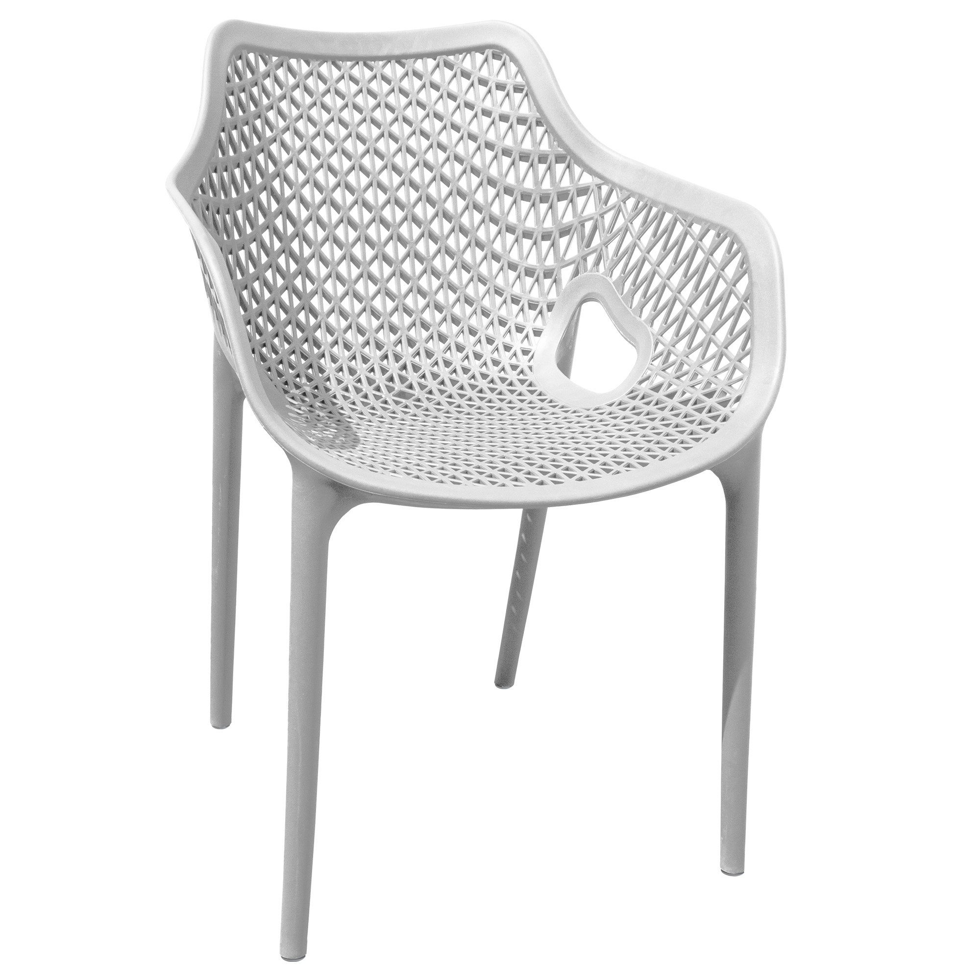 TRISENS Gartenstuhl Mark (1, 2, 3 oder 4 Stühle je nach der Wahl, 1 St), Terrassenmöbel aus einem Guss Stapelstuhl für Außen- und Innenbereich Weiß