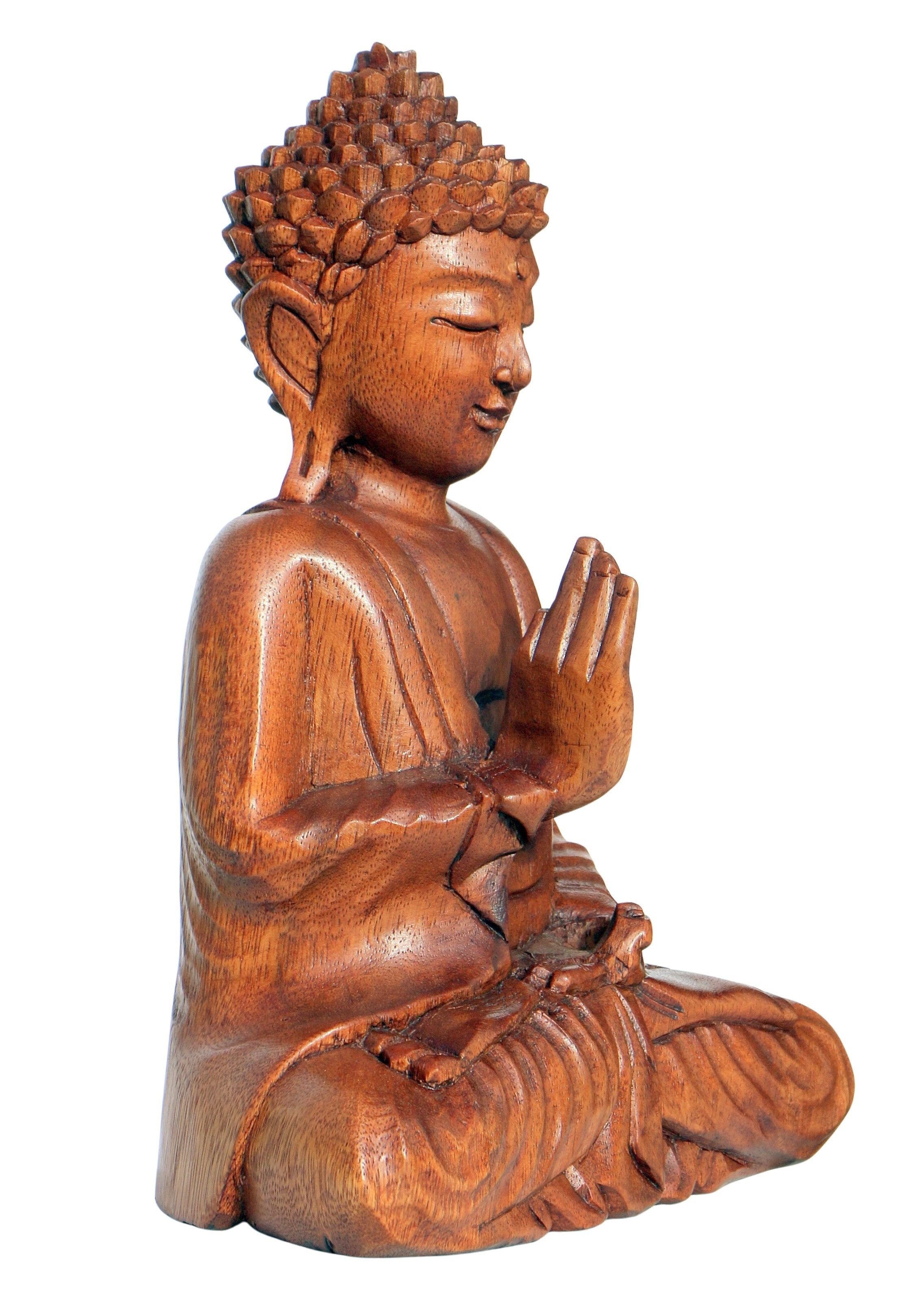 Wogeka Buddhafigur Meditation Buddha Holz-Figur Feng Shui