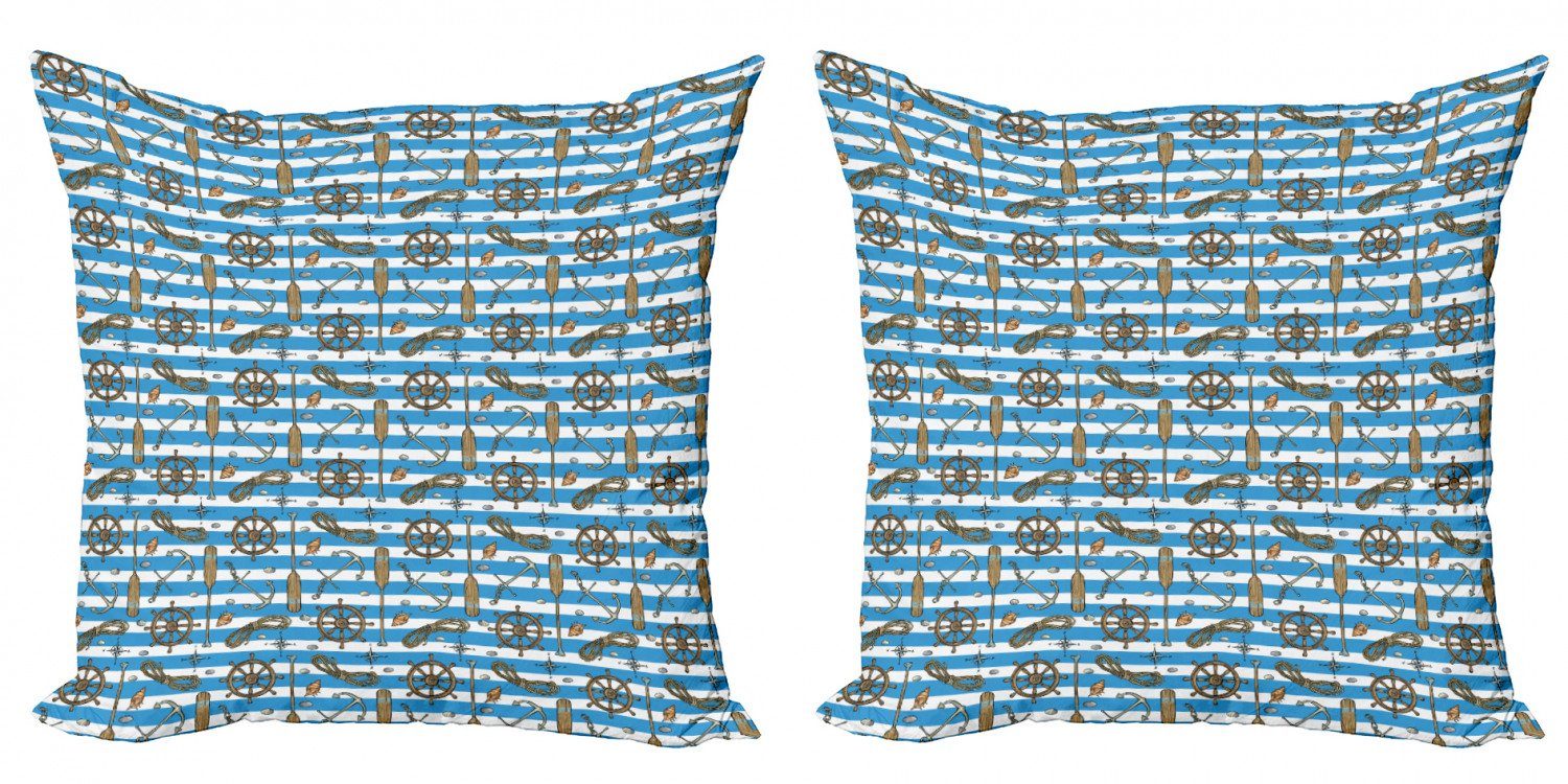 Kissenbezüge Modern Accent Doppelseitiger Digitaldruck, Abakuhaus (2 Stück), Blau Weiss Regatta Cruise Ship
