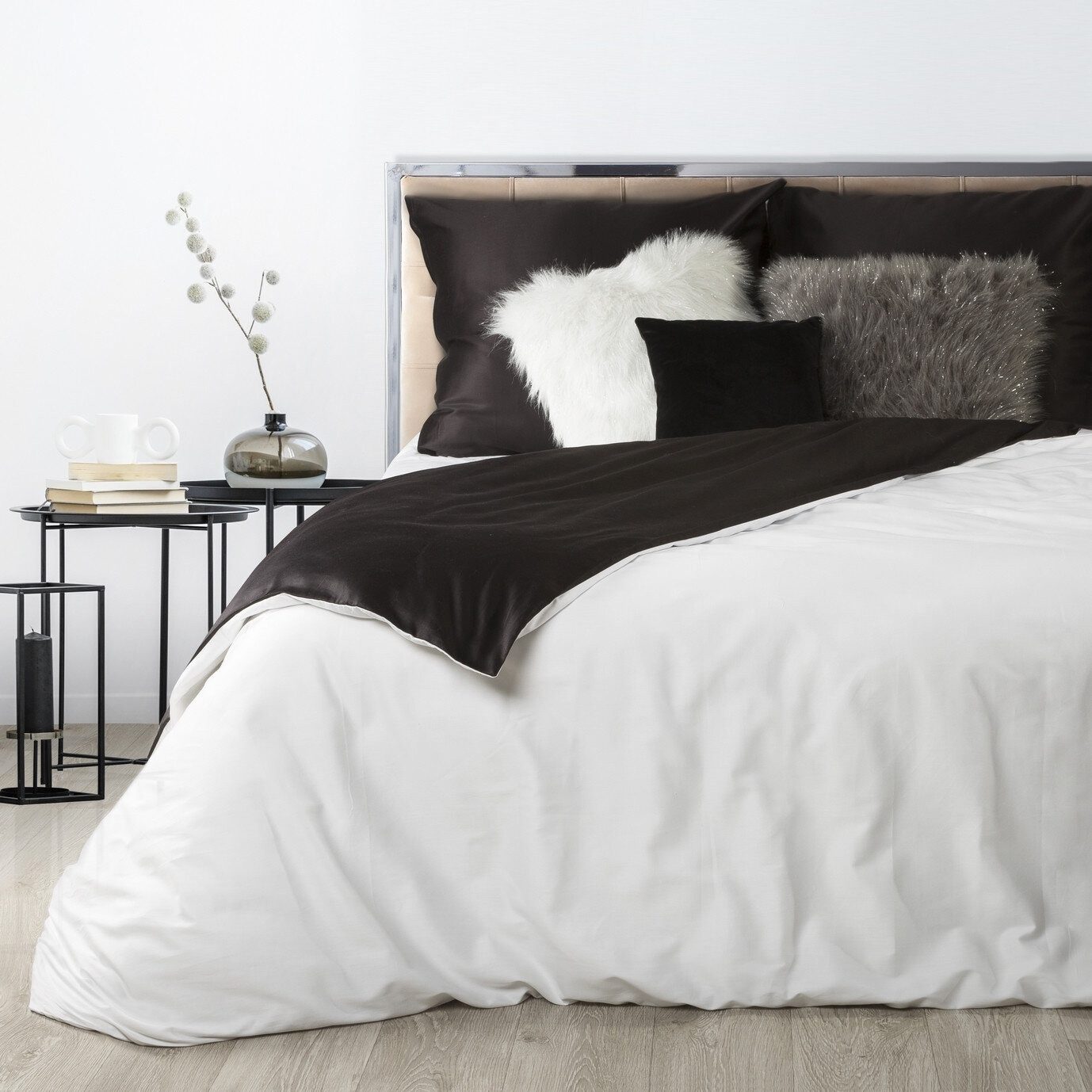 Eurofirany Bettwäsche Bettwäschegarnitur Ehebett mit Seidenglanz Makosatin Satinbaumwolle, 100% Baumwolle, 2 teilig, Baumwolle, Hochwertige Bettwäsche, klassisch, musterlos