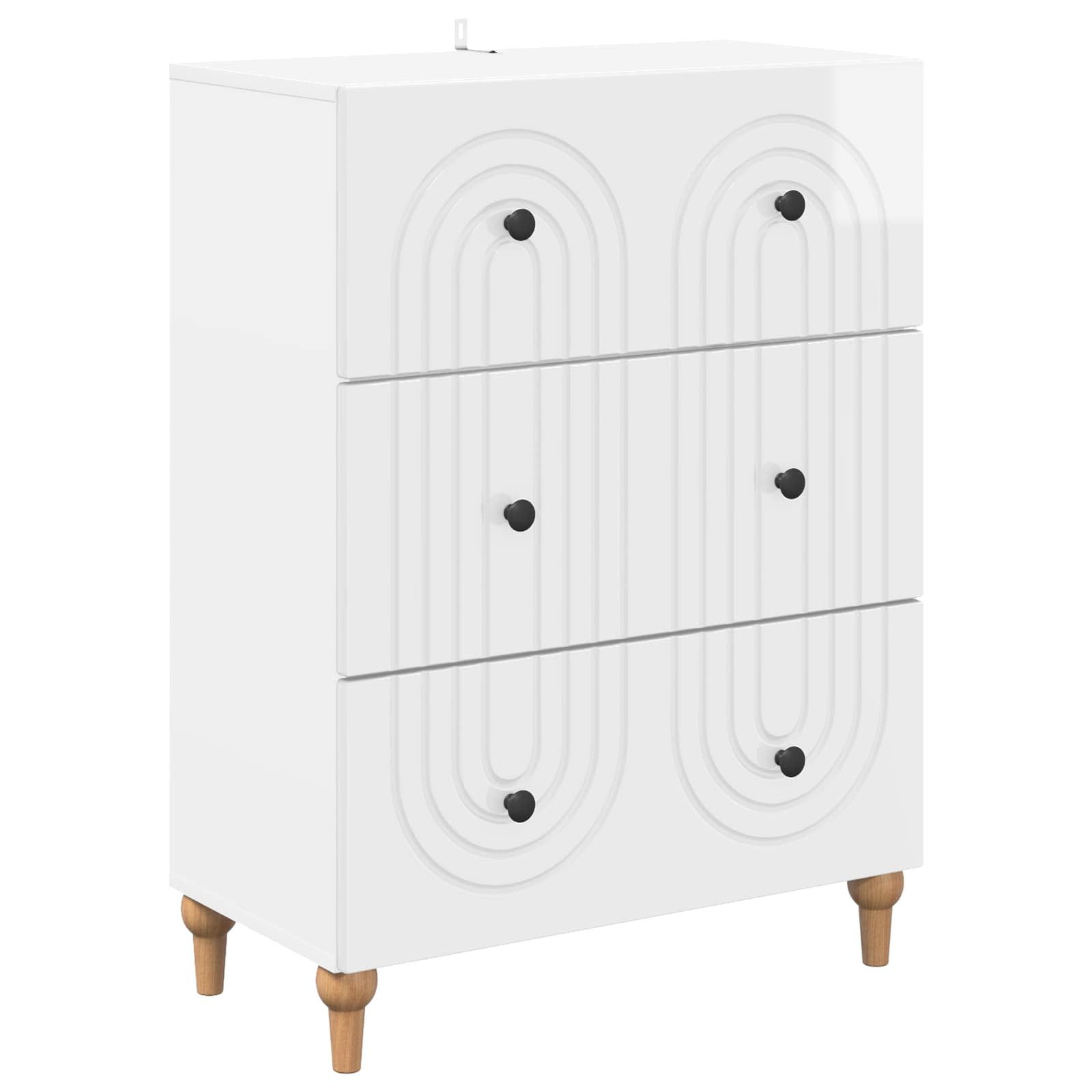 vidaXL Kommode 66 x 34,5 x 90 cm Kommode Schubladenschrank Sideboard Hochglanz Weiß 6