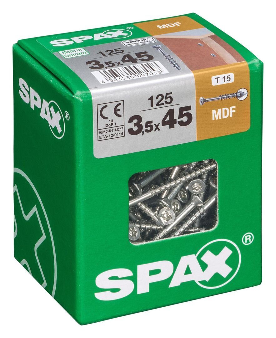 45 Faserplattenschrauben - Holzbauschraube x 15 125 SPAX TX 3.5 Spax mm