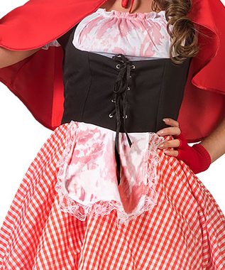 Karneval-Klamotten Zombie-Kostüm Blutiges Rotkäppchen Damen Kostüm, Frauenkostüm Halloween, Klassisch in rot-weiß mit Kapuzenumhang