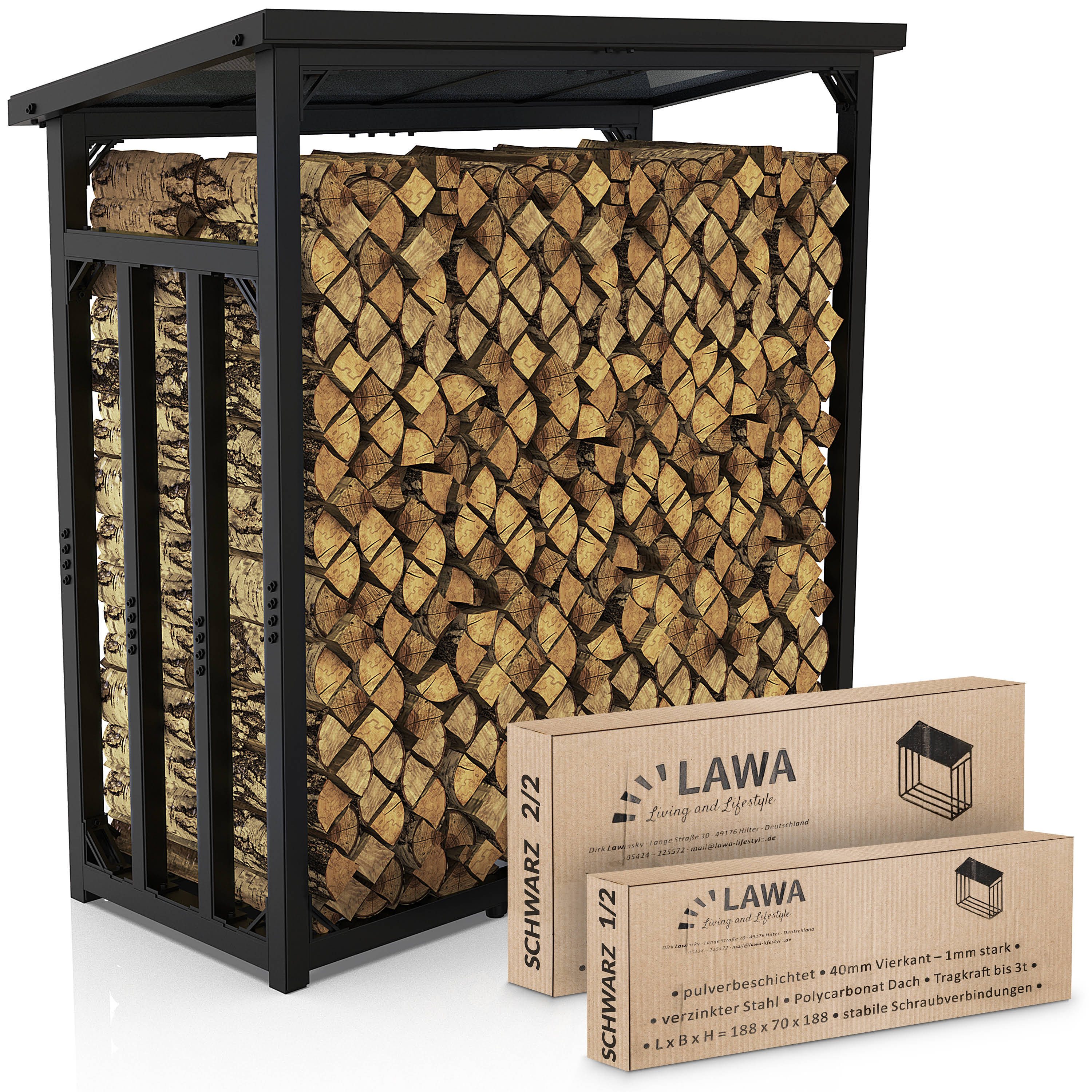 LAWA Living and Lifestyle Kaminholzregal außen mit Dach Unterstand Holz Met günstig online kaufen