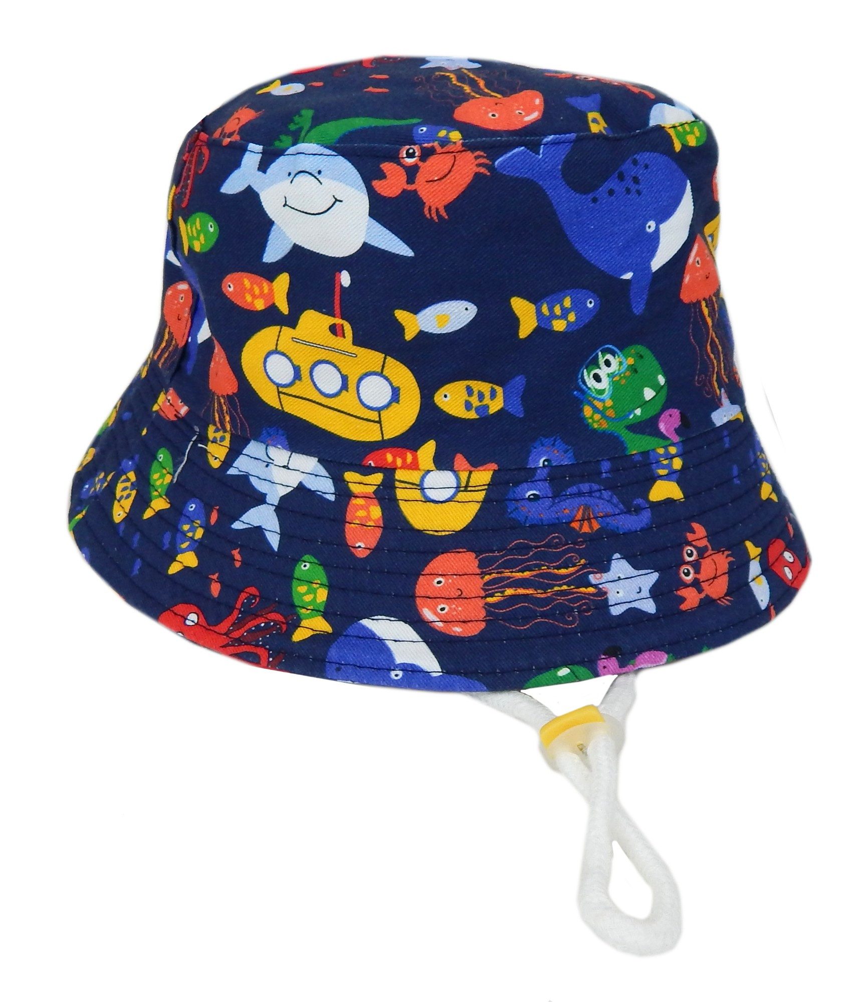 Ella Jonte Sonnenhut Jungen Mädchen Sommerhut Bucket Hat blau bunt Meerestiere 52 - 54 cm