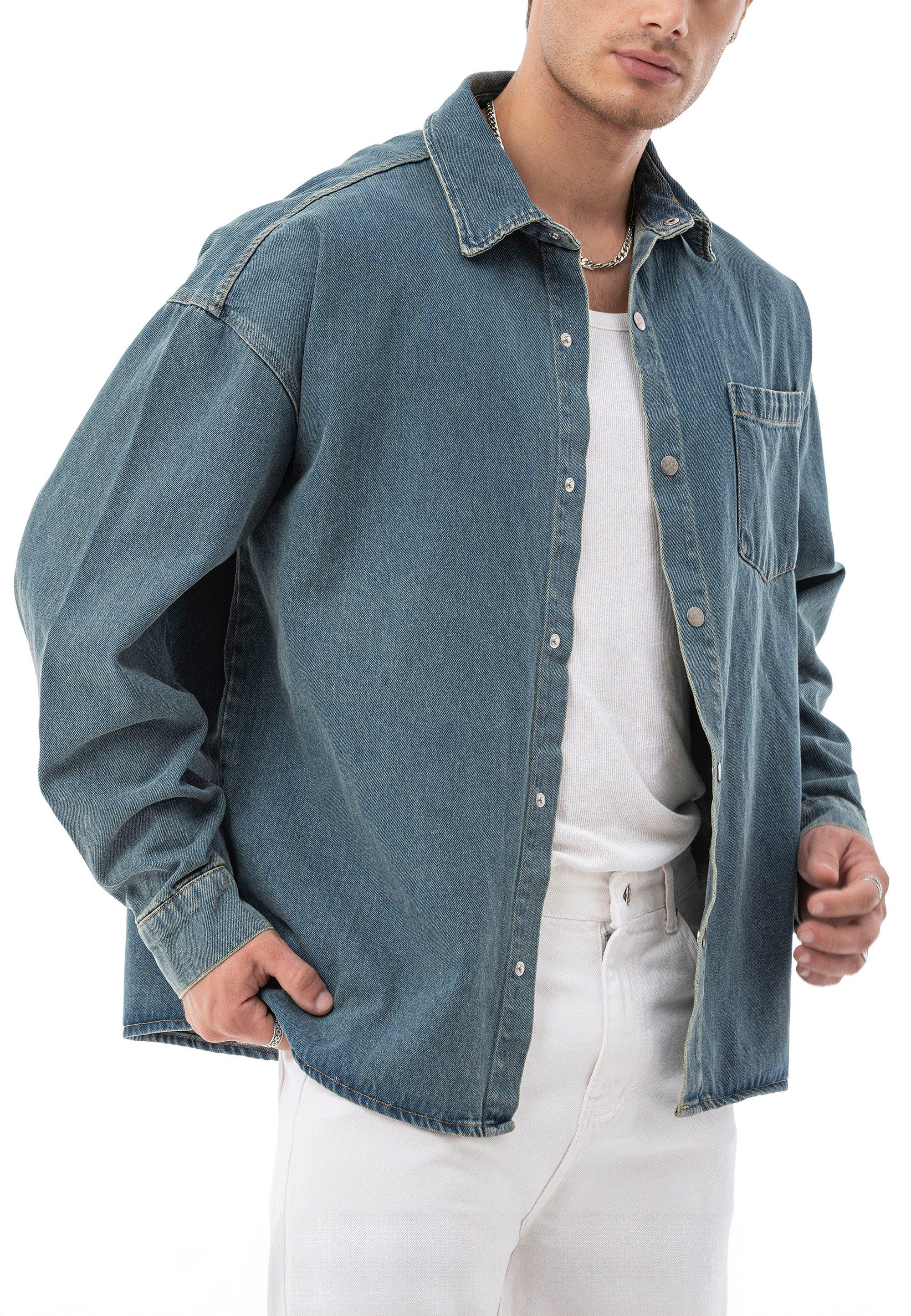 RedBridge Jeanshemd by Spruce - Denim-Hemd mit Druckknöpfen – Oversized Fit, Overshirt – Bild 3 von 5