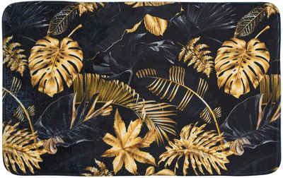 Schaum-Badematte Golden Leaves Sanilo, Höhe 15 mm, Memory Schaum, rutschhemmend beschichtet, fußbodenheizungsgeeignet, schnell trocknend, strapazierfähig, rechteckig, super weich, kräftige Farben, rutschhemmend, waschbar