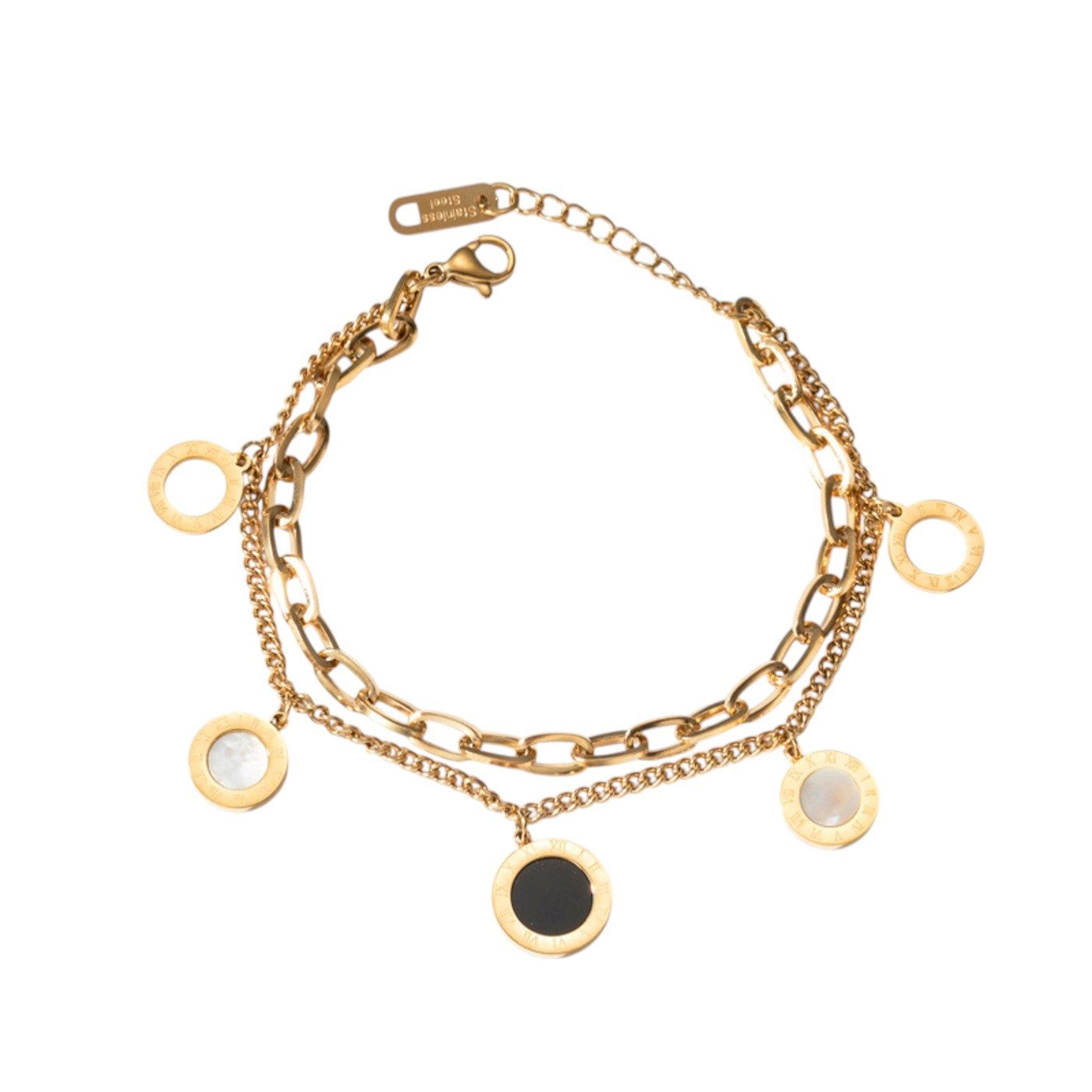 Armband Charms Gold oder Silber verstellbar Edelstahl vergoldet