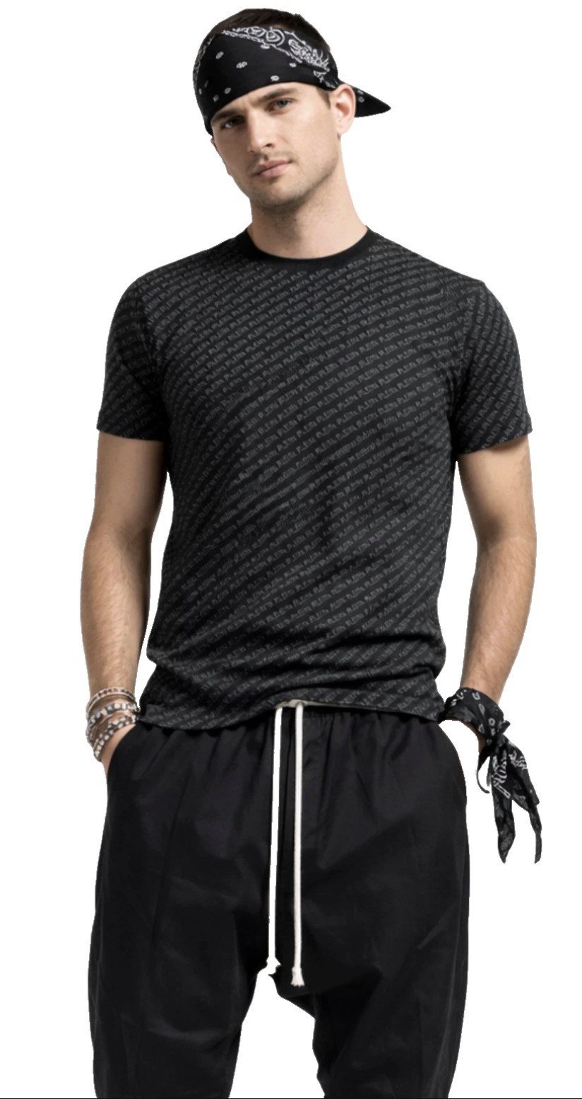 PHILIPP PLEIN T-Shirt Herren Multi Logo Slim fit Skull Tee mit Doppelnadels günstig online kaufen