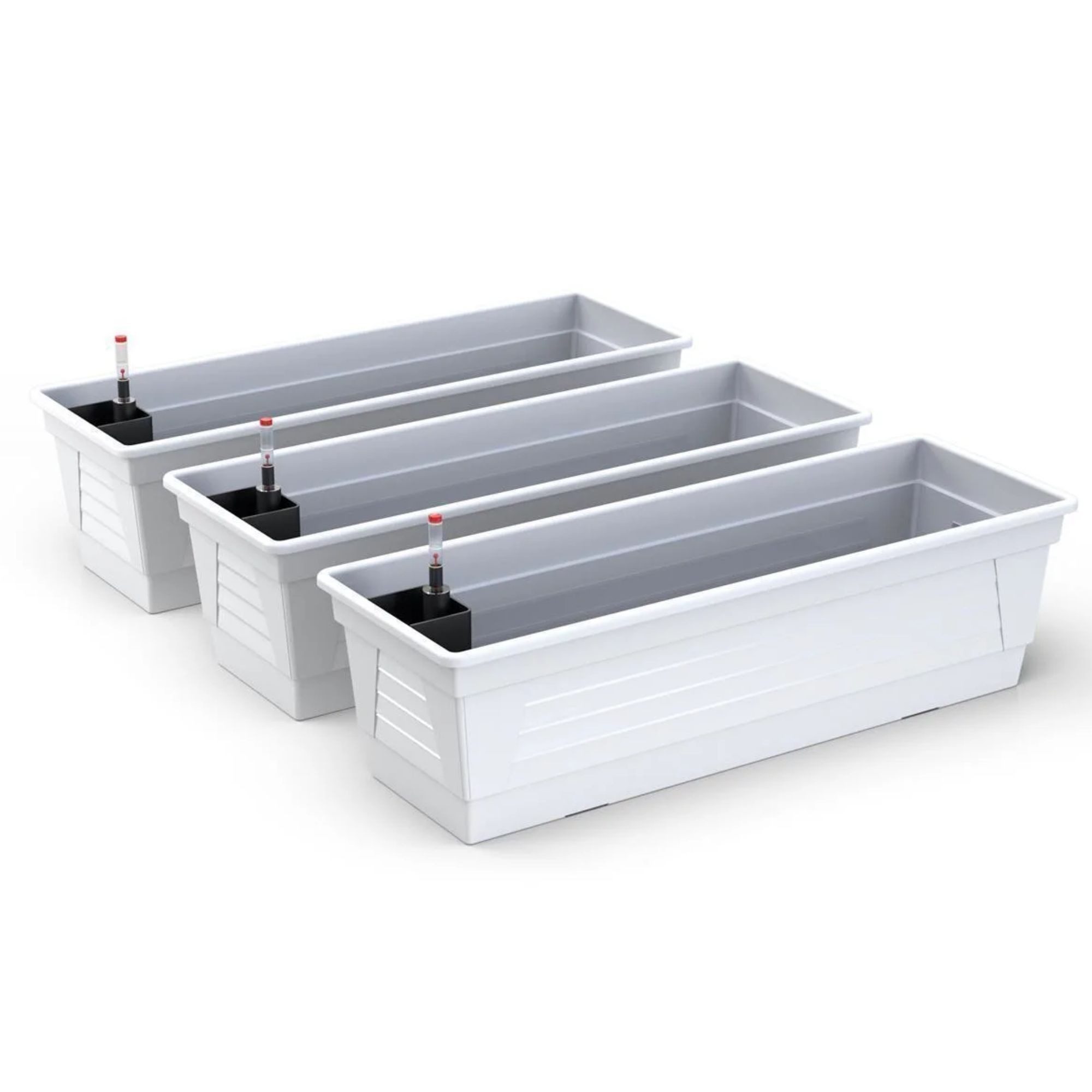 Plastard Blumenkasten, 3er-Set Pflanzkasten mit Hydroeinsatz & Wasserstandsanzeiger (3er-set, 3er-Set mit Hydroeinsatz & Wasserstandsanzeiger 60 cm, 80 cm 100 cm), Witterungs- und UV-Beständigkeit