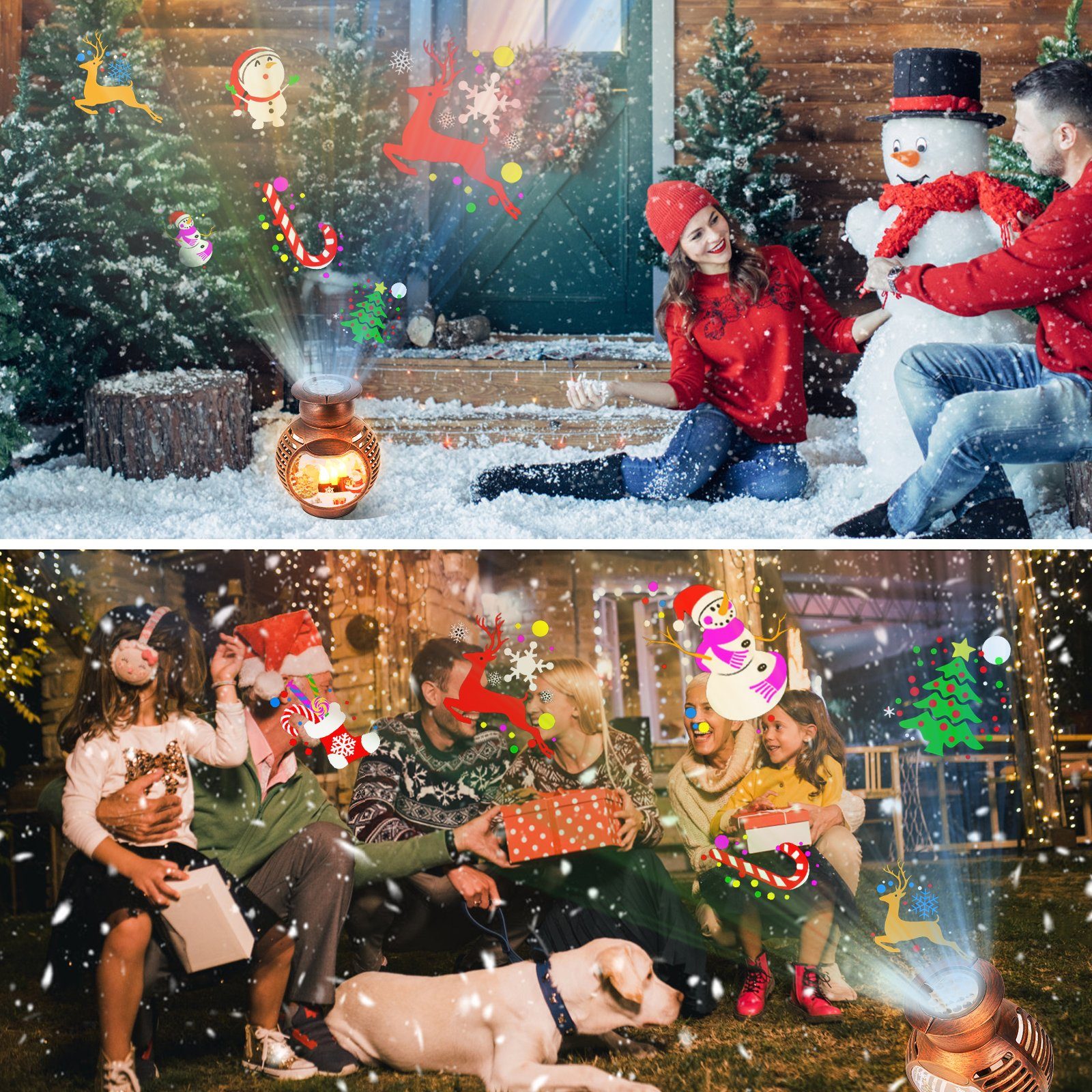 Flamme,6W, LED Weihnachtsdeko LED Dekolicht Projektor Projektionsfläche: Projektorlicht,16 Muster, weihnachtliche Weihnachtsdeko USB-Stecker/Batterie, Schütteldeko MUPOO 5-15, Laterne LED Projektionslampe