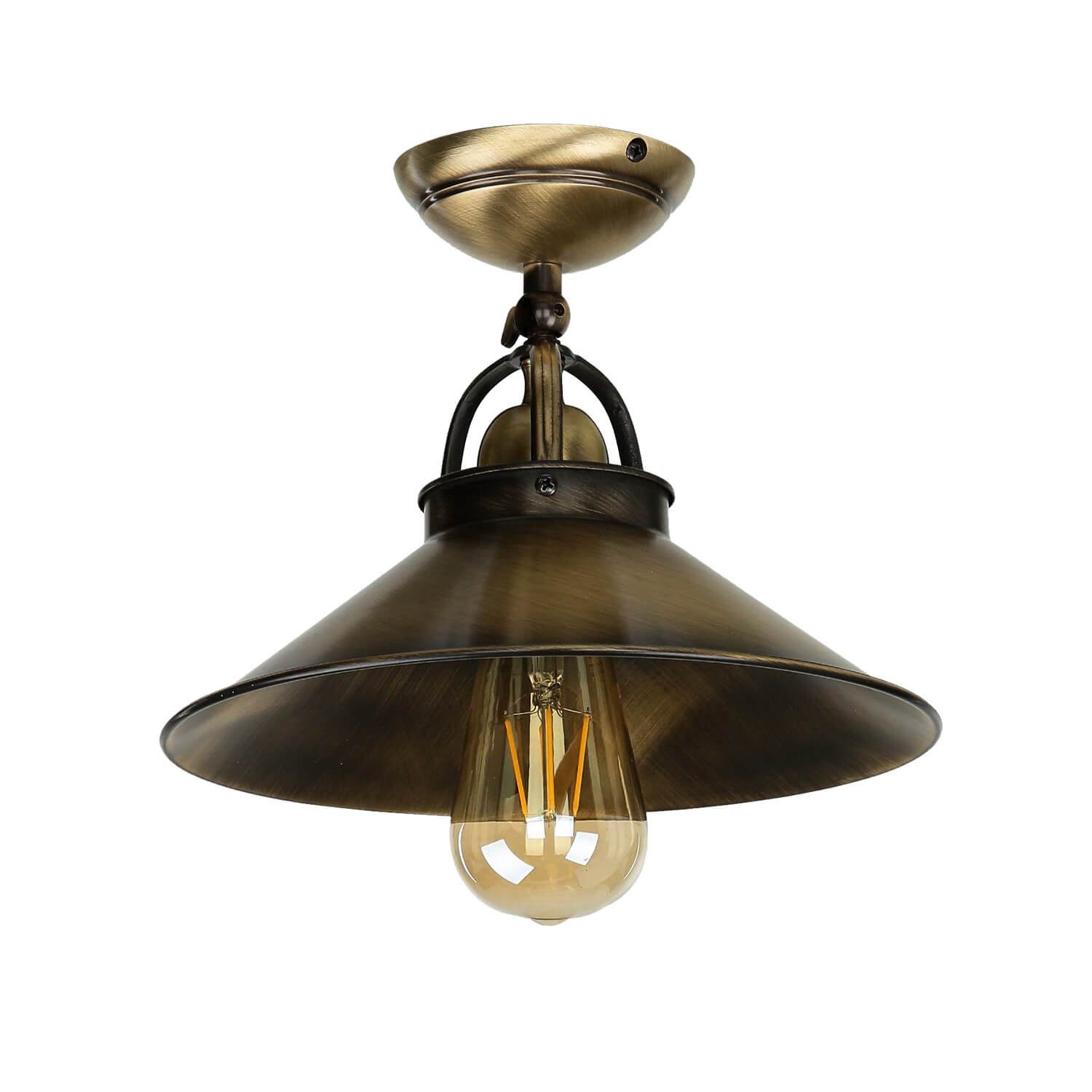 Licht-Erlebnisse Deckenleuchte ALICE, ohne Leuchtmittel, Deckenlampe Wohnzimmer Messing massiv Premium E27 Bronze Antik Flur