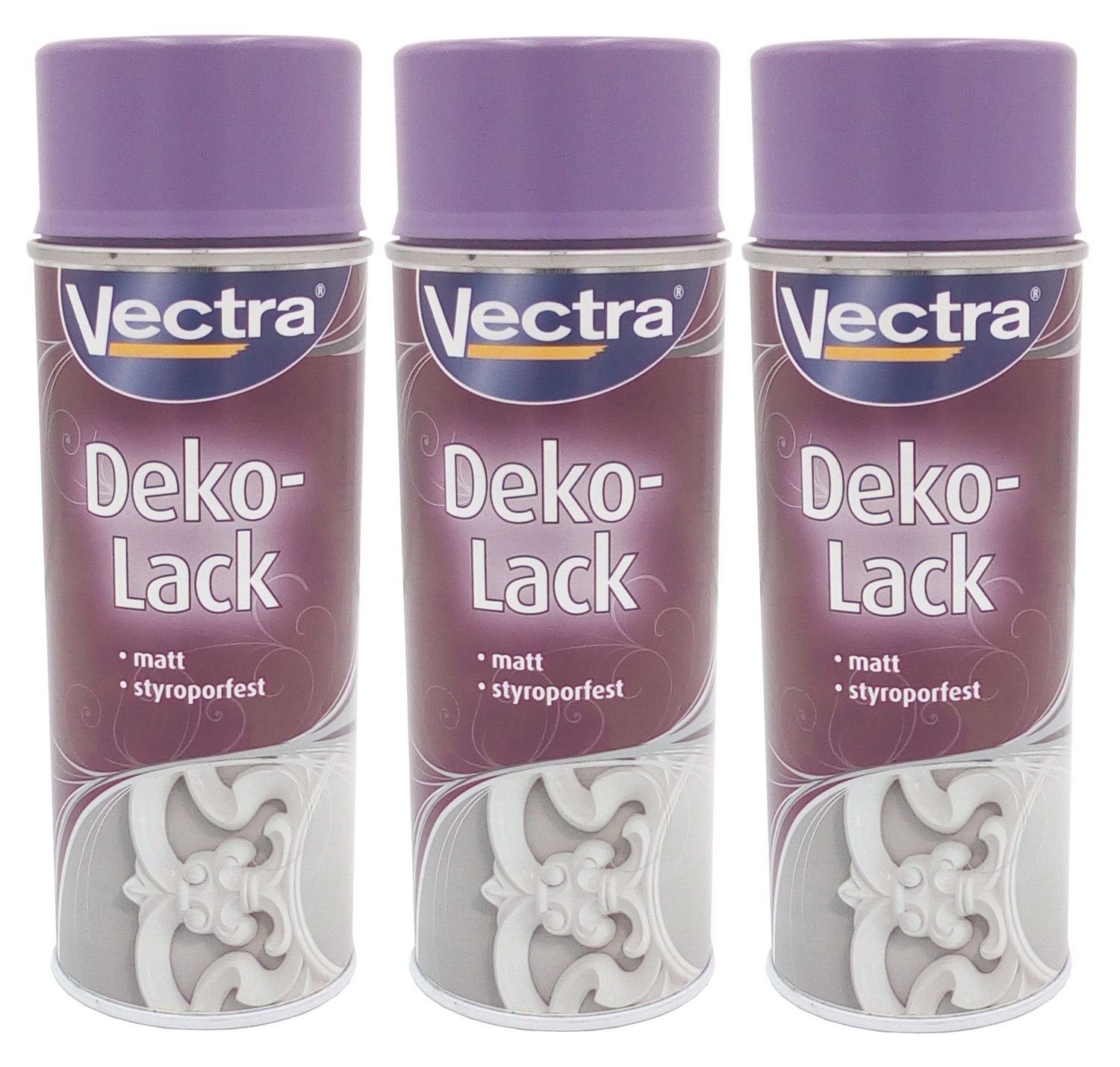 BURI Vollton- und Abtönfarbe 3x Vectra® Dekolack blaulila matt 400ml Lackspray Farbspray Sprühdose